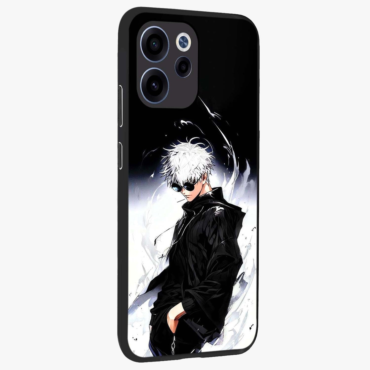 Limitless Shadow King Glass Case upright view showcasing bold shadow warrior artwork with epic fantasy theme.