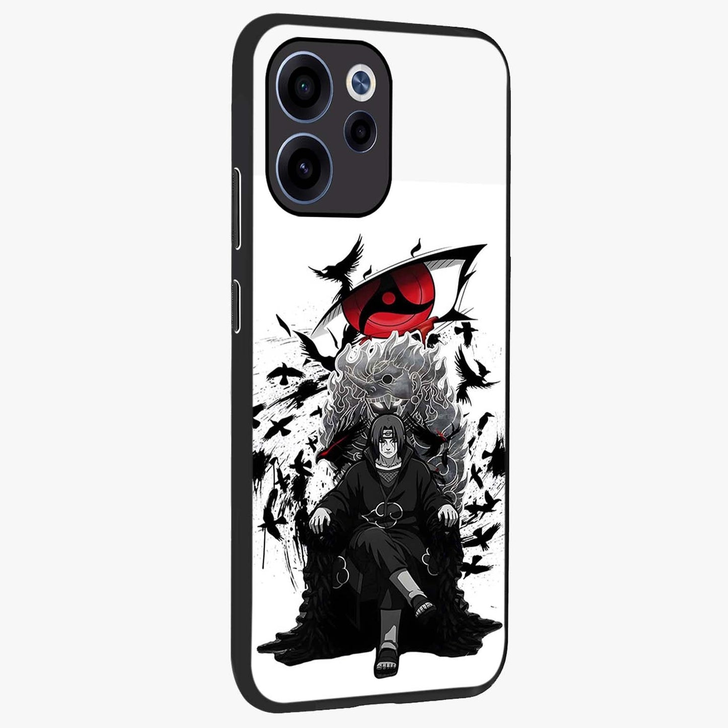Uchiha Shadow Throne Glass Case upright view showcasing magical underwater galaxy artwork with vibrant cosmic theme.