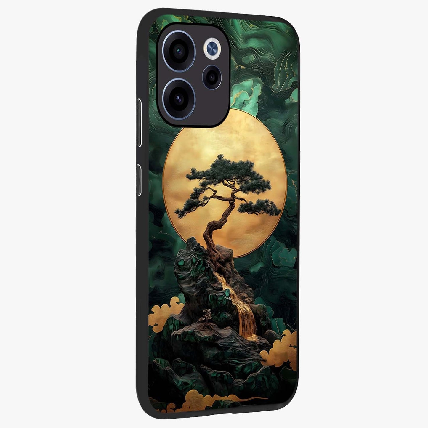 Zen Moon Rise Glass Case upright view showcasing serene moon artwork with tranquil night theme.