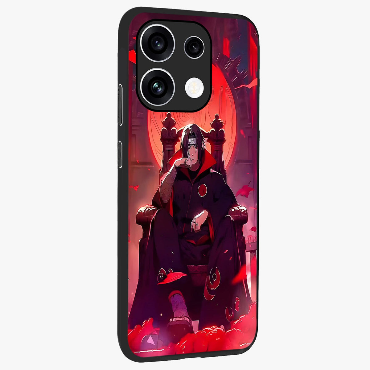 Blood Moon Sovereign Glass Case upright view showcasing powerful moon inspired artwork with cosmic aesthetic style.