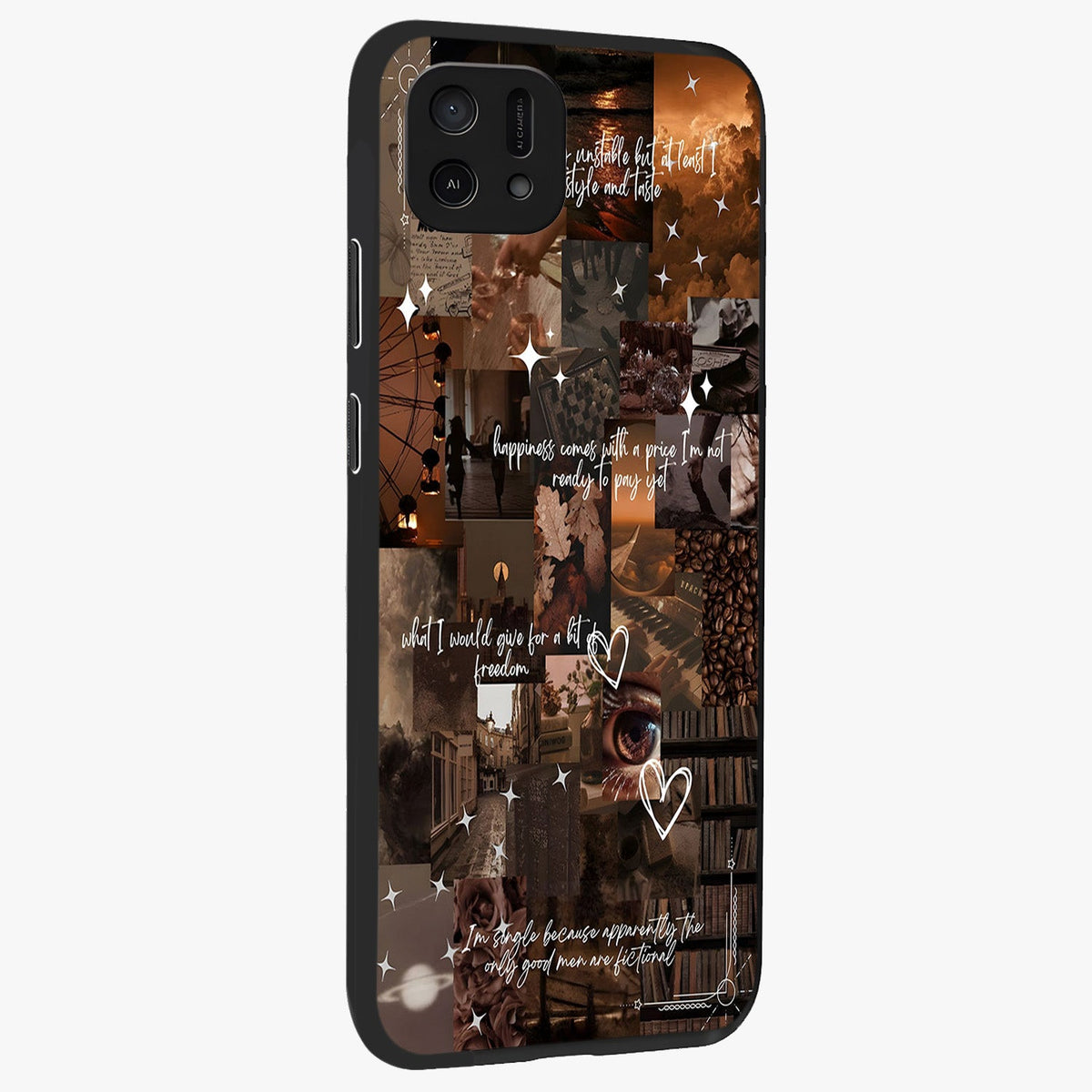 Bittersweet Aesthetic Chaos Glass Case upright view showcasing bold artistic chaos design with modern aesthetic style.
