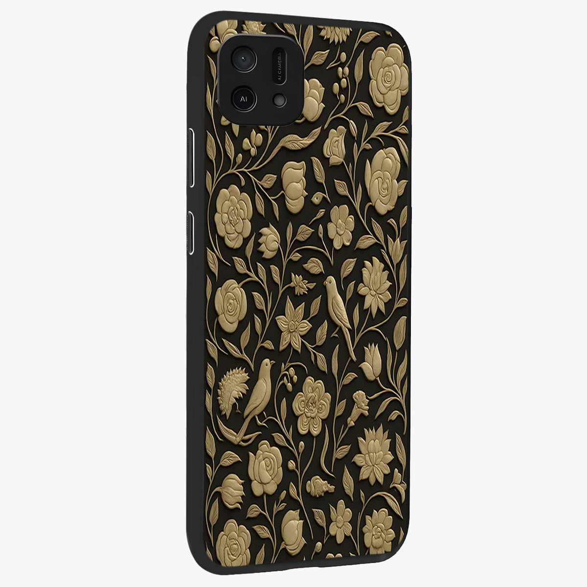 Golden Evil Eye Mandala Glass Case upright view showcasing decorative evil eye mandala artwork with spiritual aesthetic style.