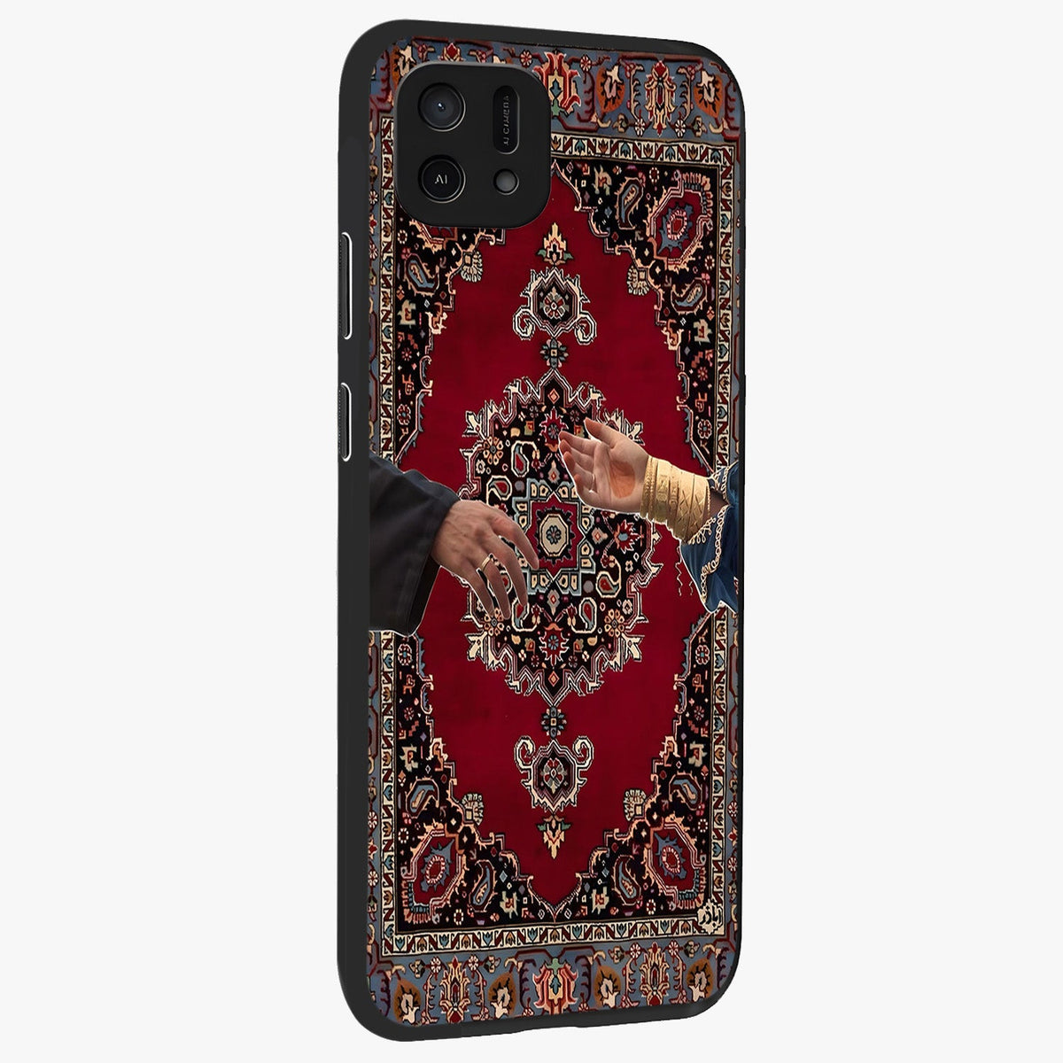 Royal Touch Reach Glass Case upright view showcasing stylish royal inspired artwork with graceful theme.