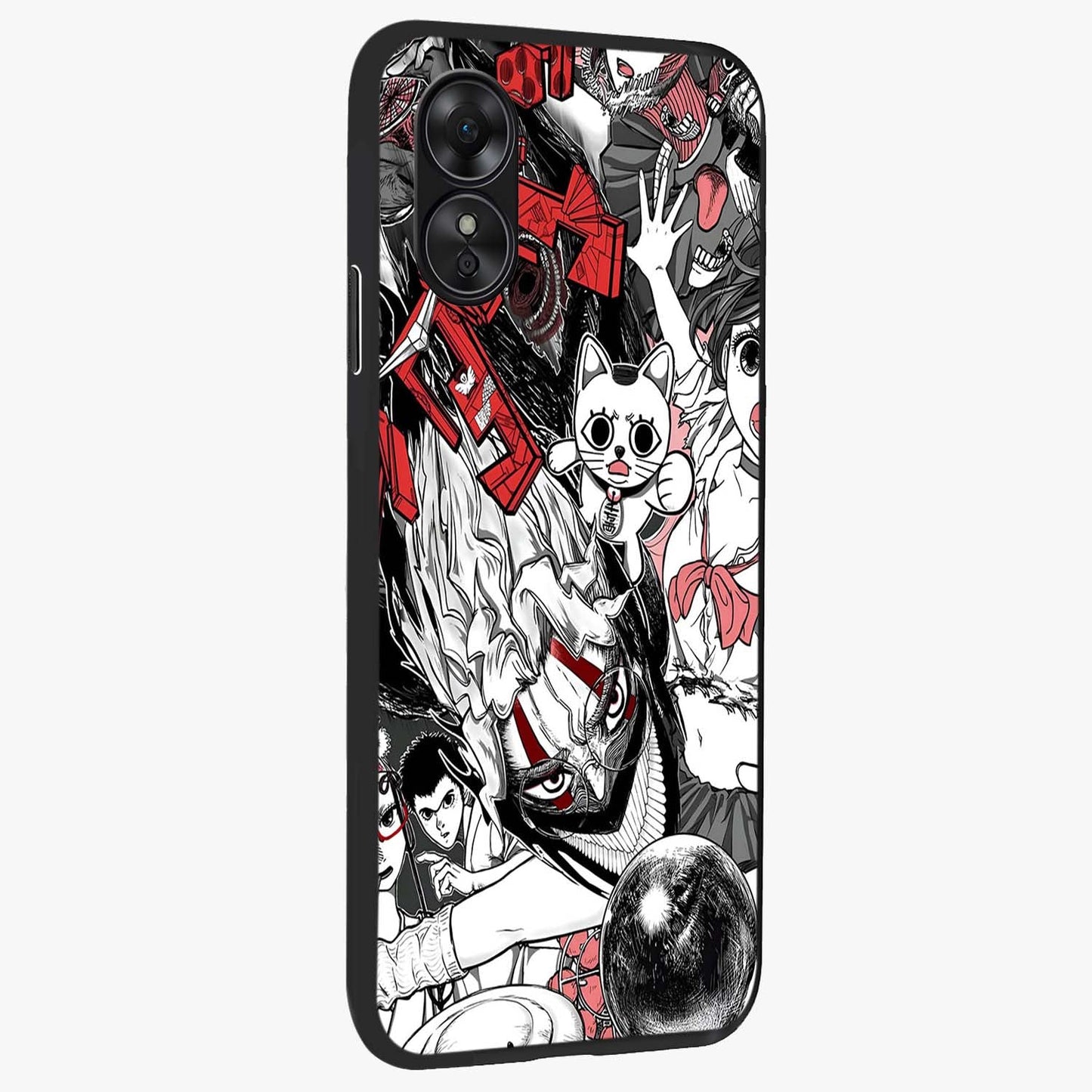 Crimson Chaos Panel Glass Case upright view showcasing intense crimson artwork with dramatic aesthetic style.