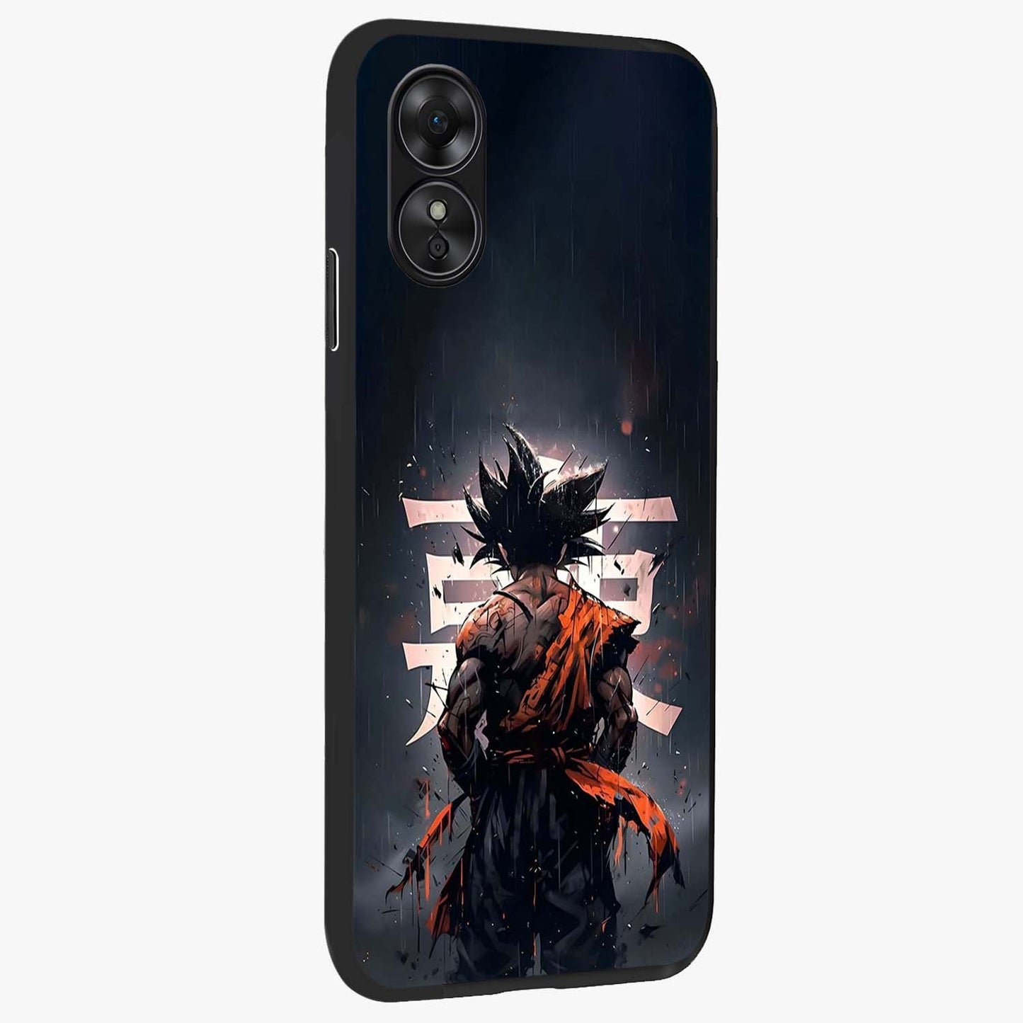 Dark Warrior In Rain Glass Case upright view showcasing powerful rainy battle scene with intense cinematic style.