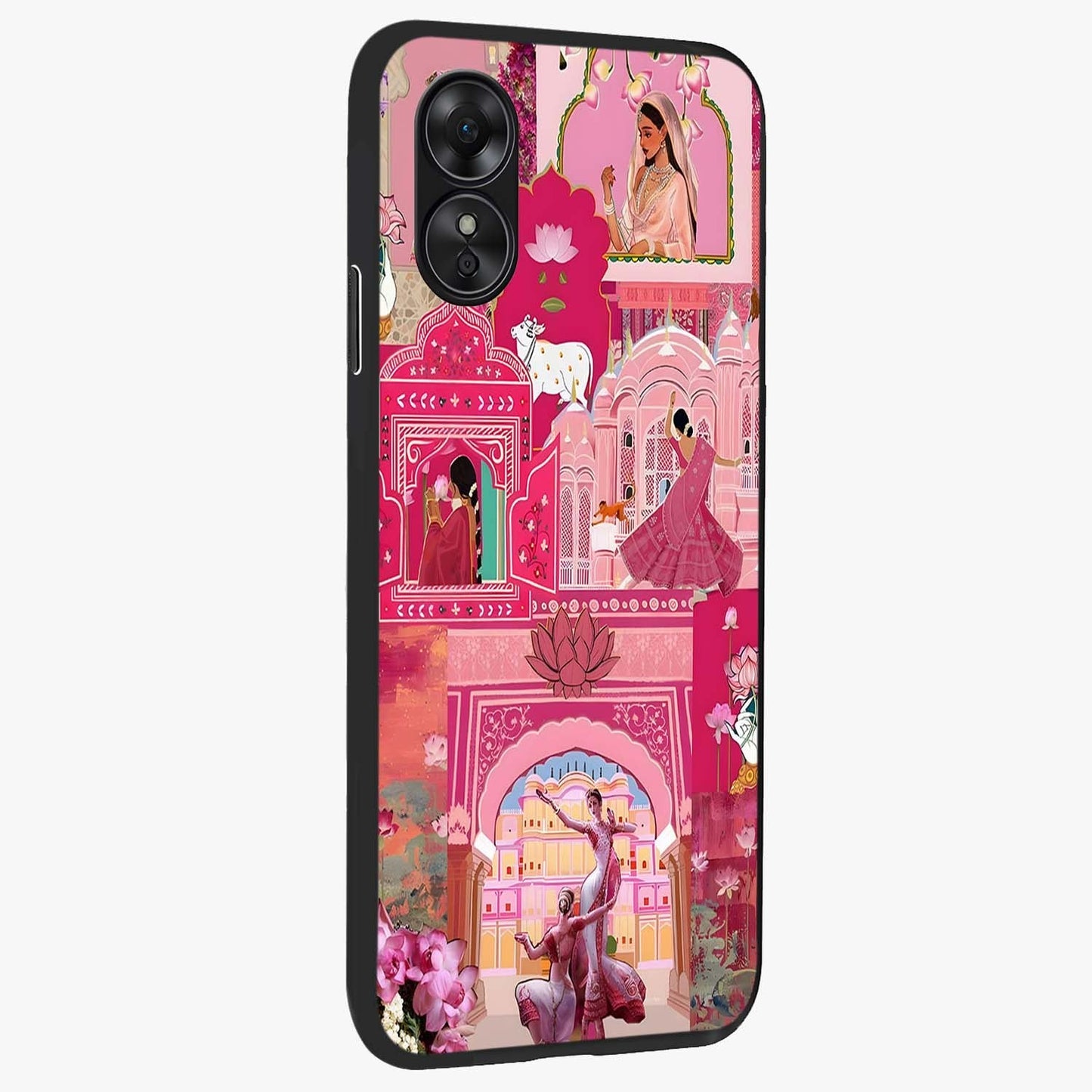 Pink Palace Muse Glass Case upright view showcasing artistic palace artwork with graceful royal theme.