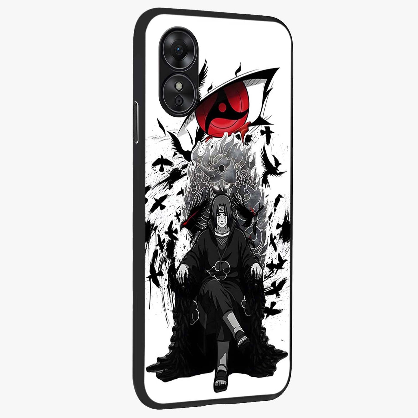 Uchiha Shadow Throne Glass Case upright view showcasing magical underwater galaxy artwork with vibrant cosmic theme.