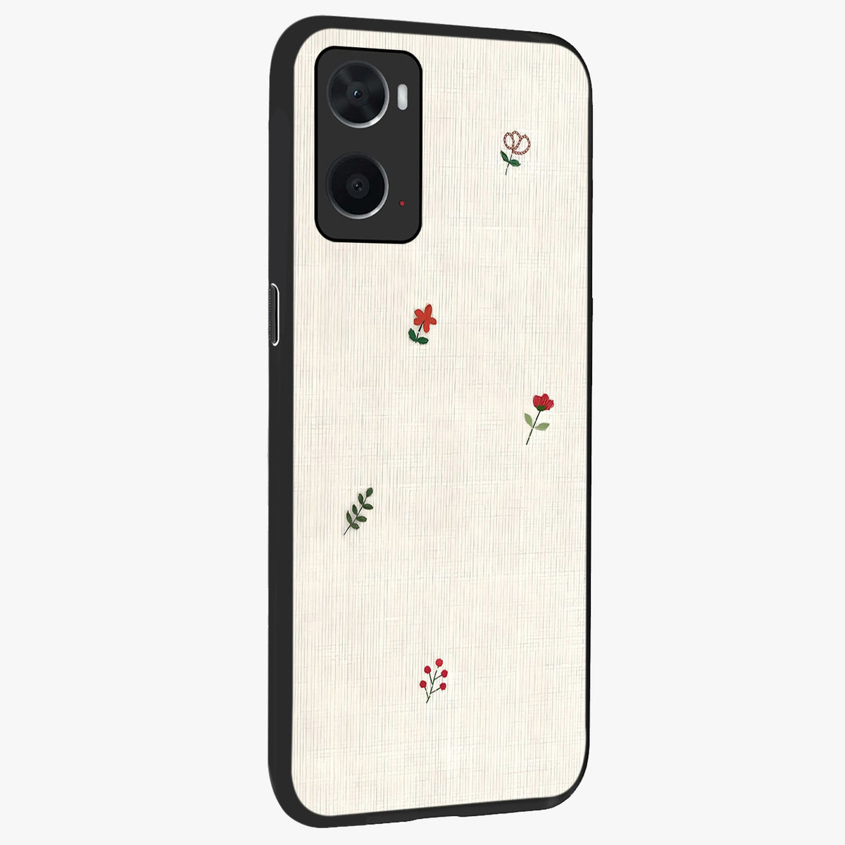 Minimalistic Blue With White Flower Pattern Glass Case upright view showcasing clean white flower artwork with calming blue theme.