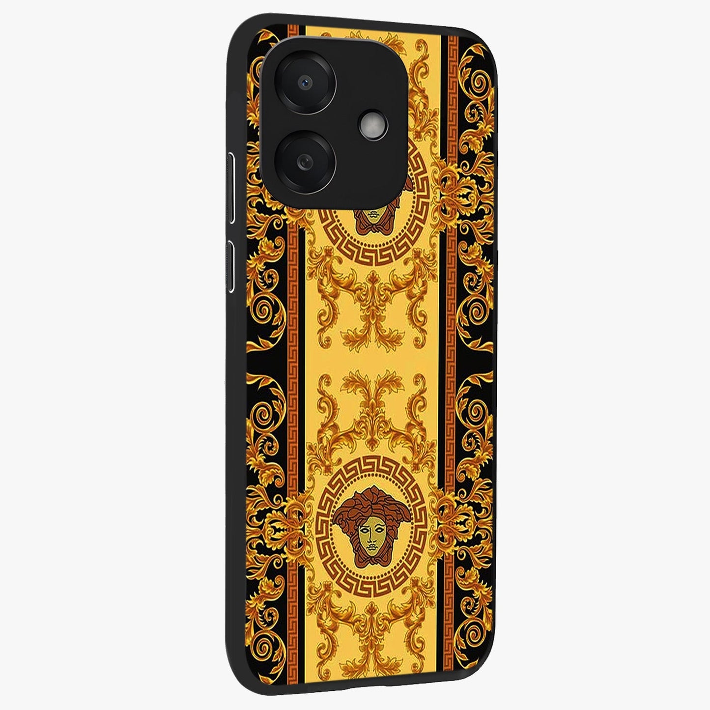 Golden Lotus Glow Glass Case upright view showcasing luminous lotus artwork with peaceful divine theme.