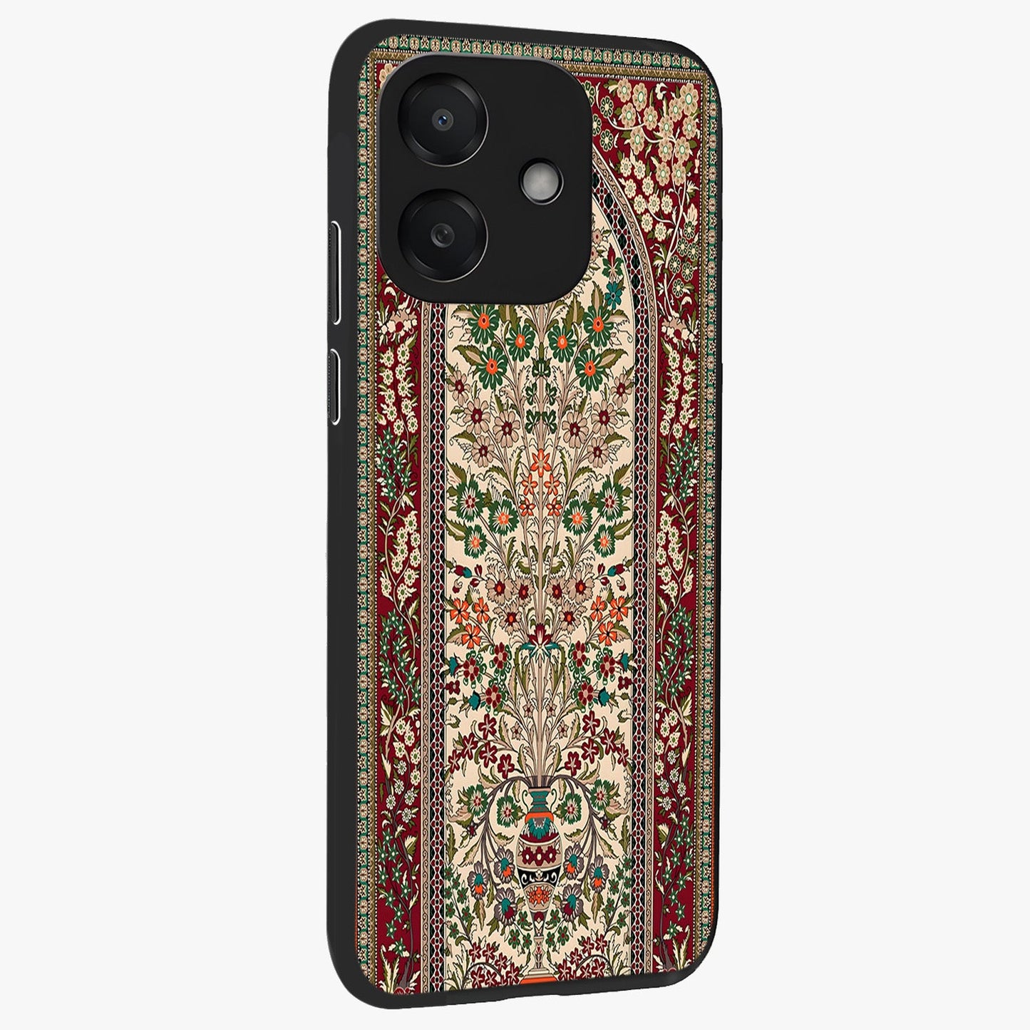 Persian Inspired Glass Case upright view showcasing decorative Persian artwork with rich heritage theme.