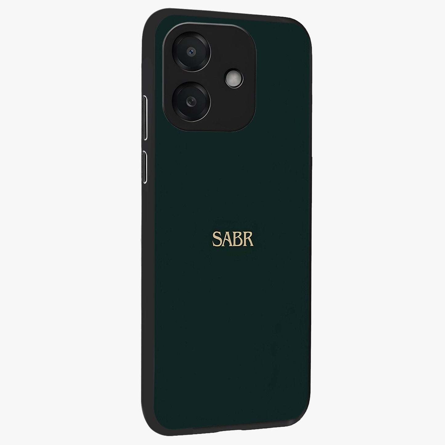Sabr Minimal Patience Glass Case upright view showcasing calm minimalist artwork with motivational patience theme.