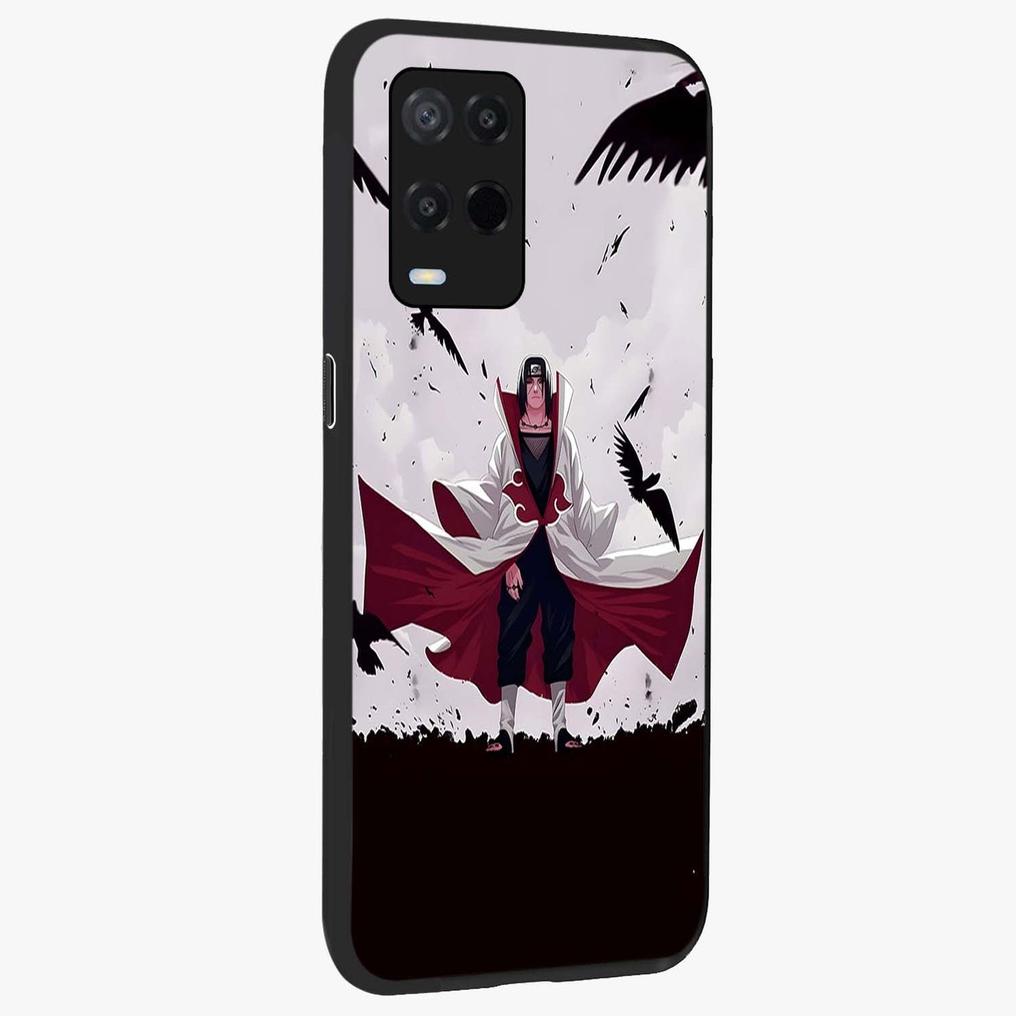 Crimson Crow Ascension Glass Case upright view showcasing dramatic crow artwork with bold gothic theme.