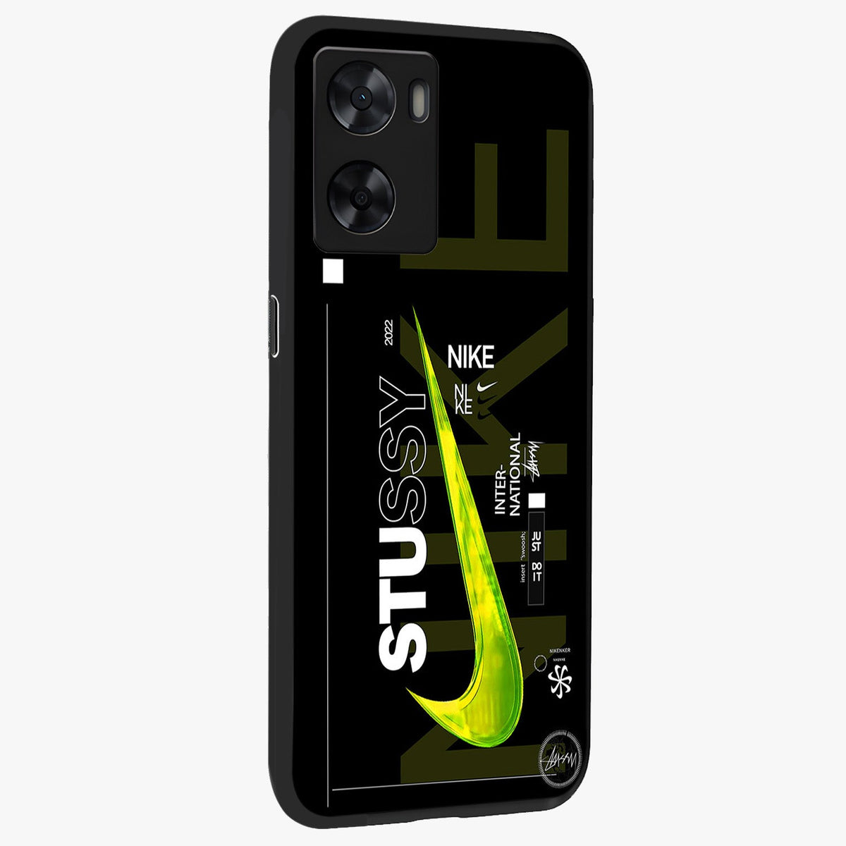 Neon Street Edition Glass Case upright view showcasing colorful neon artwork with modern street culture theme.