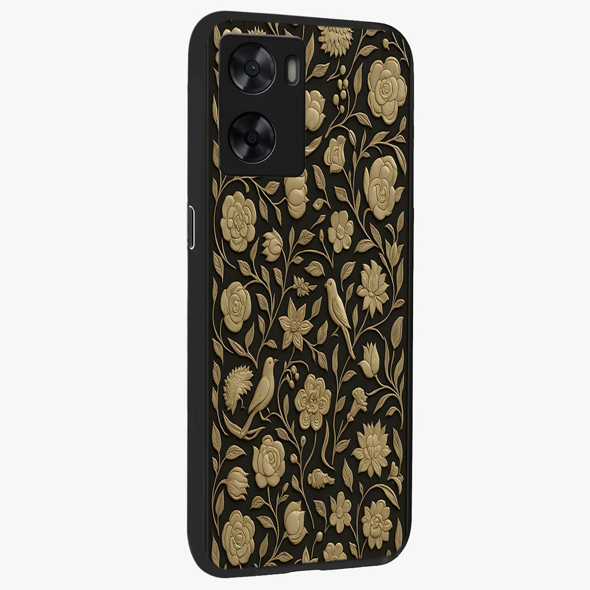 Golden Evil Eye Mandala Glass Case upright view showcasing decorative evil eye mandala artwork with spiritual aesthetic style.