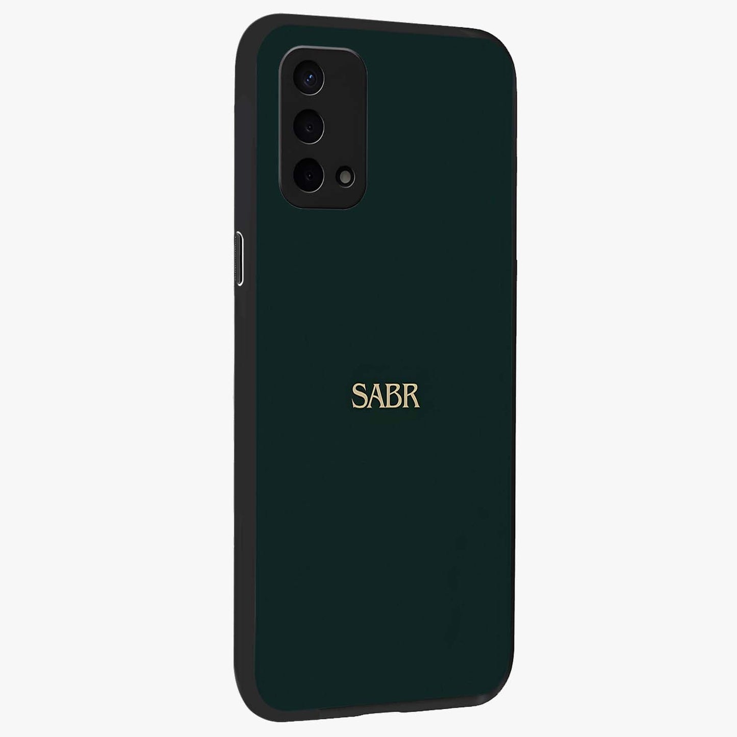 Sabr Minimal Patience Glass Case upright view showcasing calm minimalist artwork with motivational patience theme.