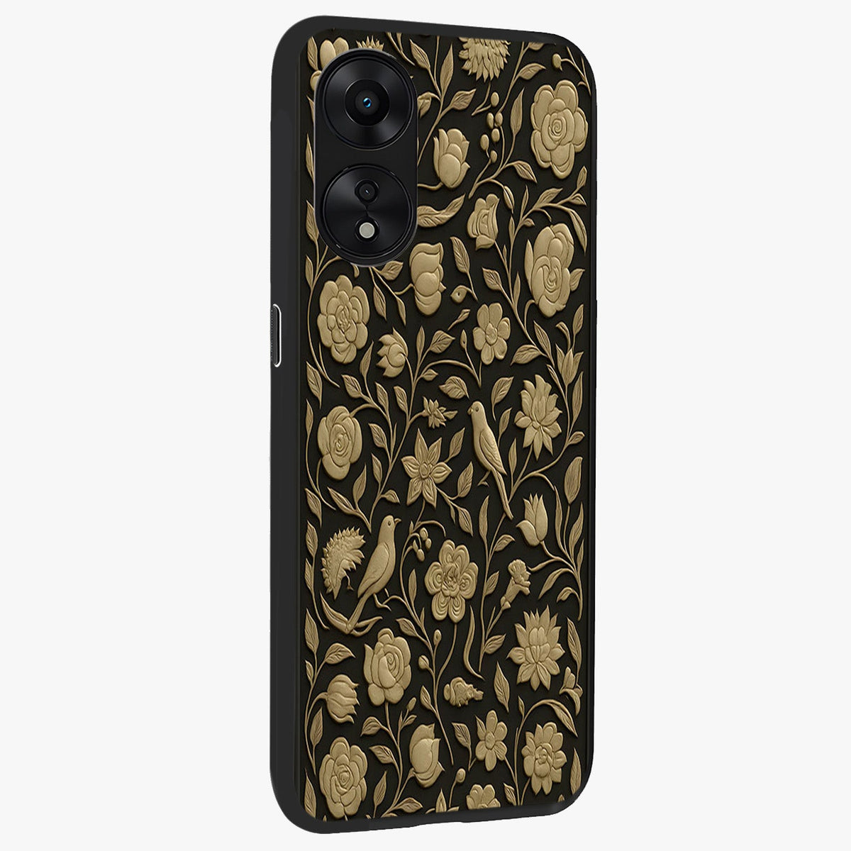Golden Evil Eye Mandala Glass Case upright view showcasing decorative evil eye mandala artwork with spiritual aesthetic style.
