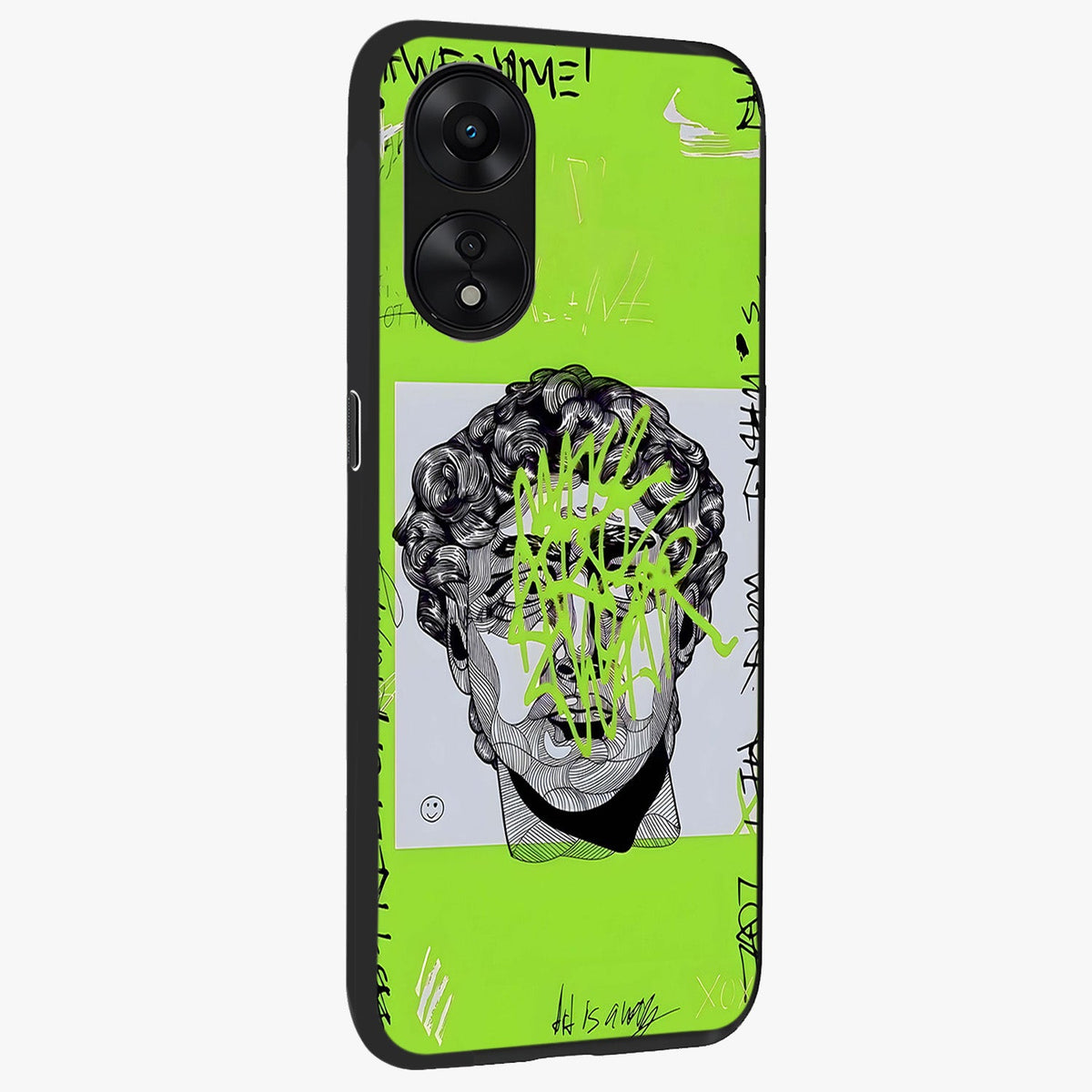 Neo Graffiti Rebellion Glass Case upright view showcasing colorful graffiti artwork with bold modern street style.