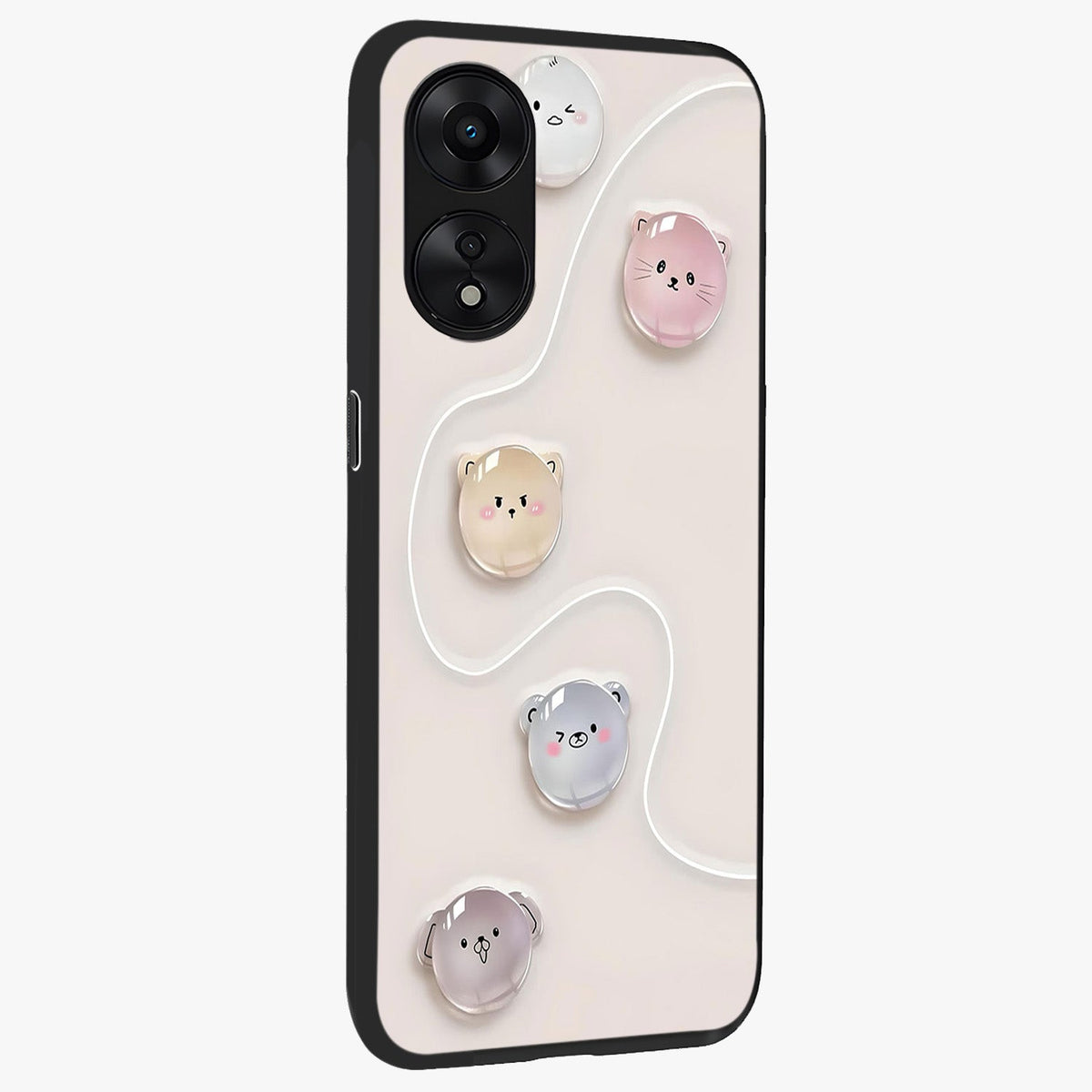 Puffy Face Parade Glass Case upright view showcasing adorable character artwork with cheerful animated theme.