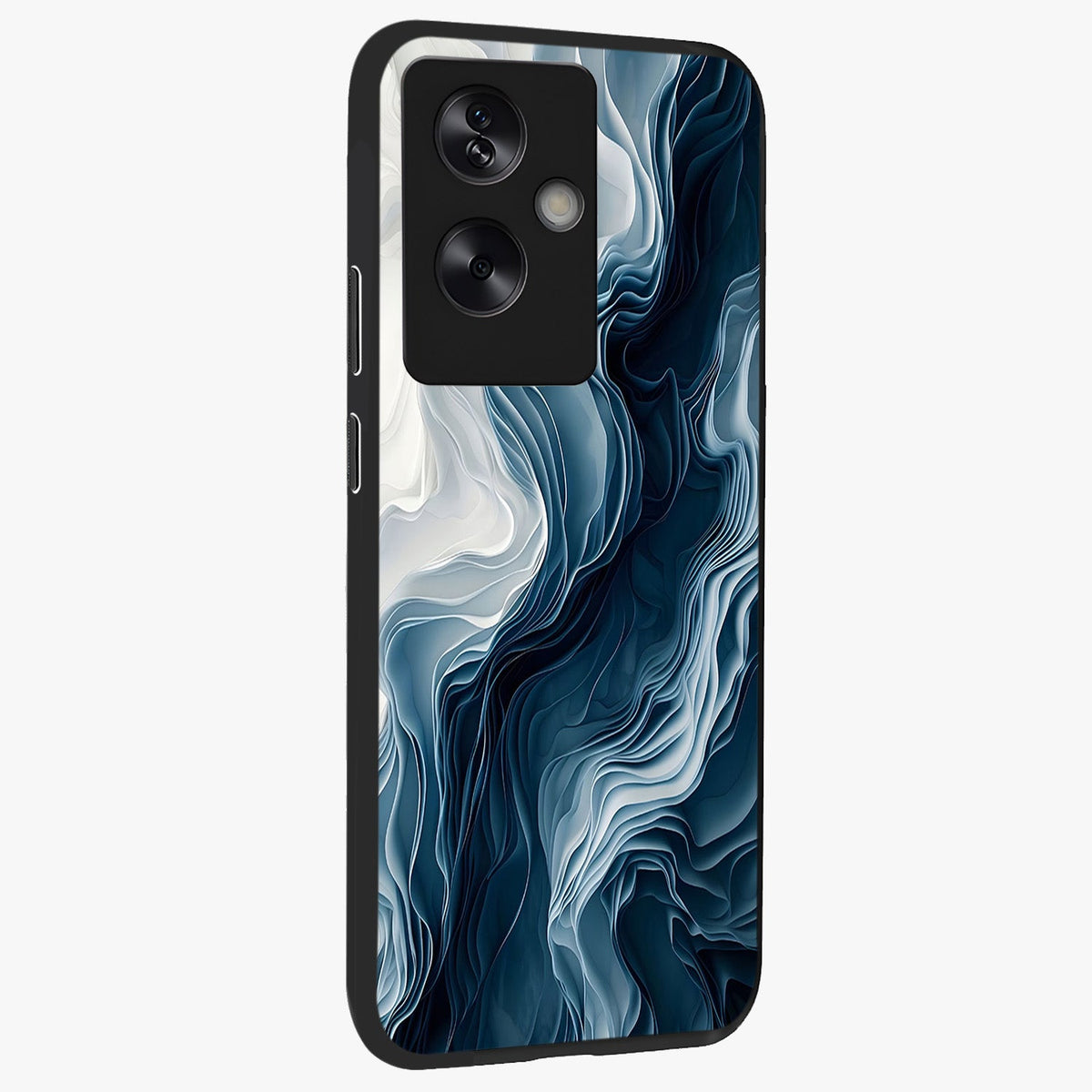Ethereal Paper Marble Glass Case upright view showcasing smooth marble artwork with refined minimalist theme.