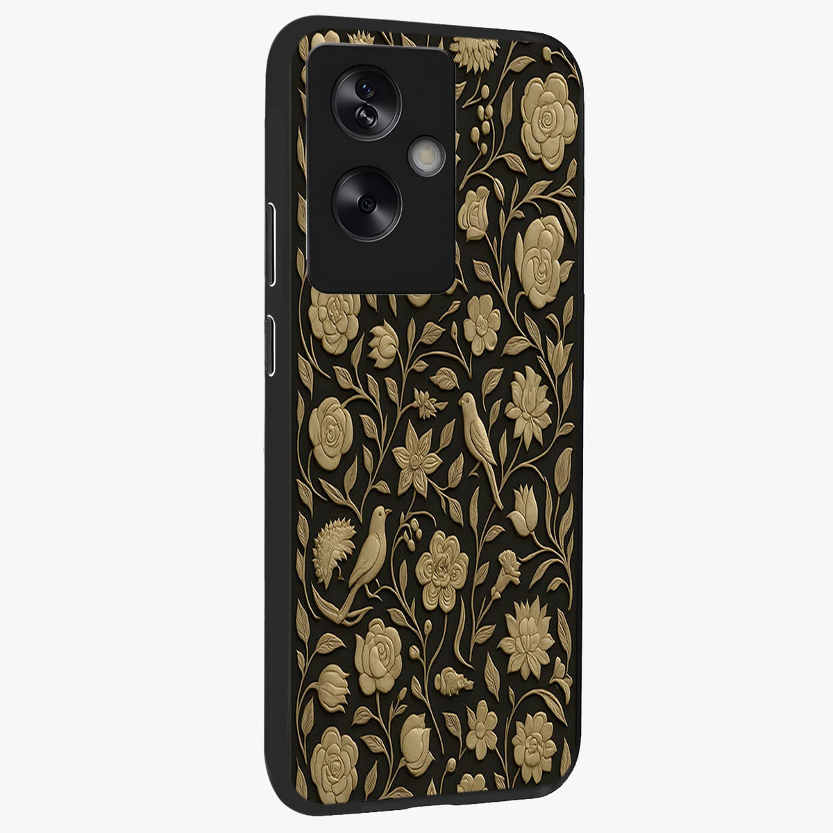 Golden Evil Eye Mandala Glass Case upright view showcasing decorative evil eye mandala artwork with spiritual aesthetic style.