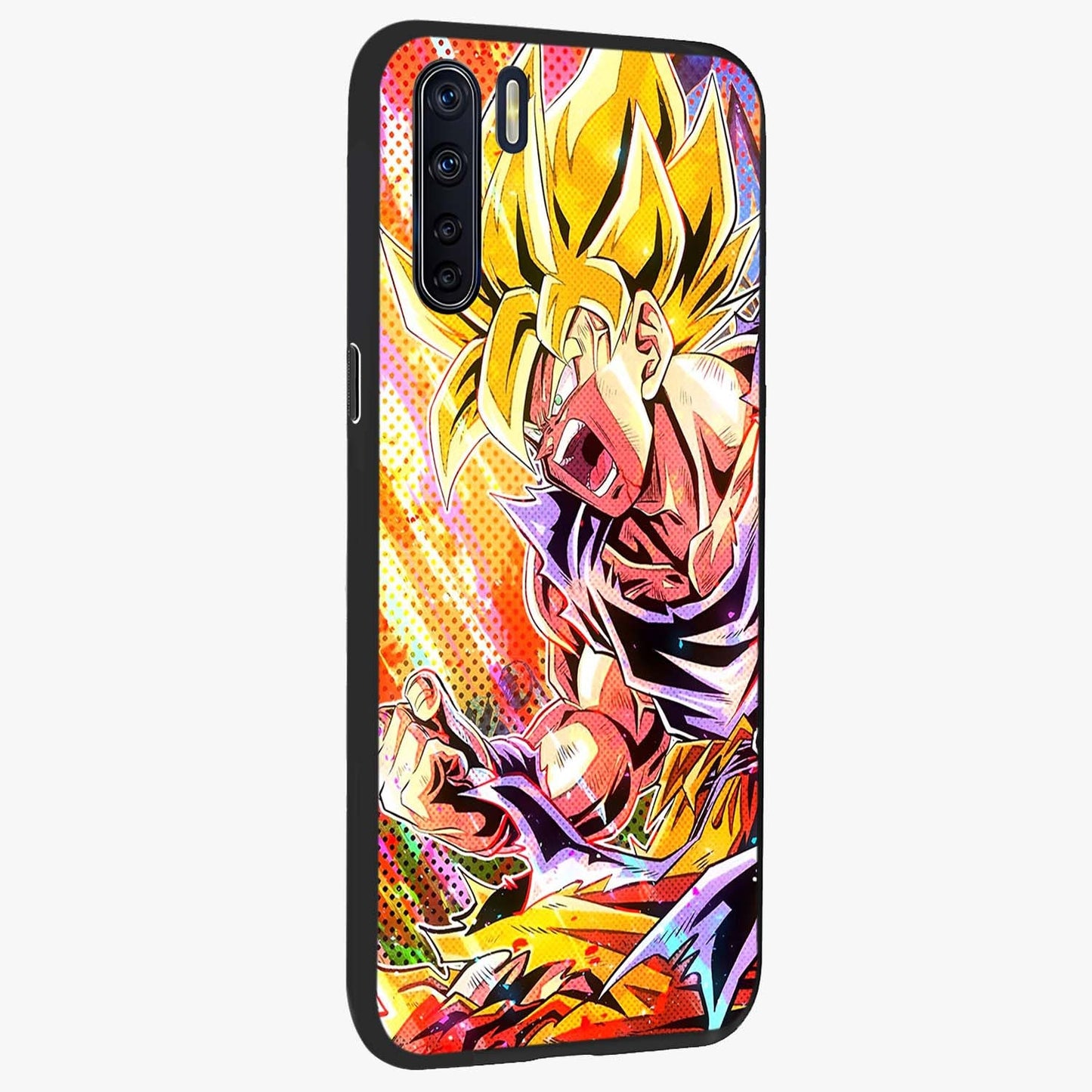 Firing Goku Glass Case upright view showcasing energetic anime artwork with bold warrior theme.