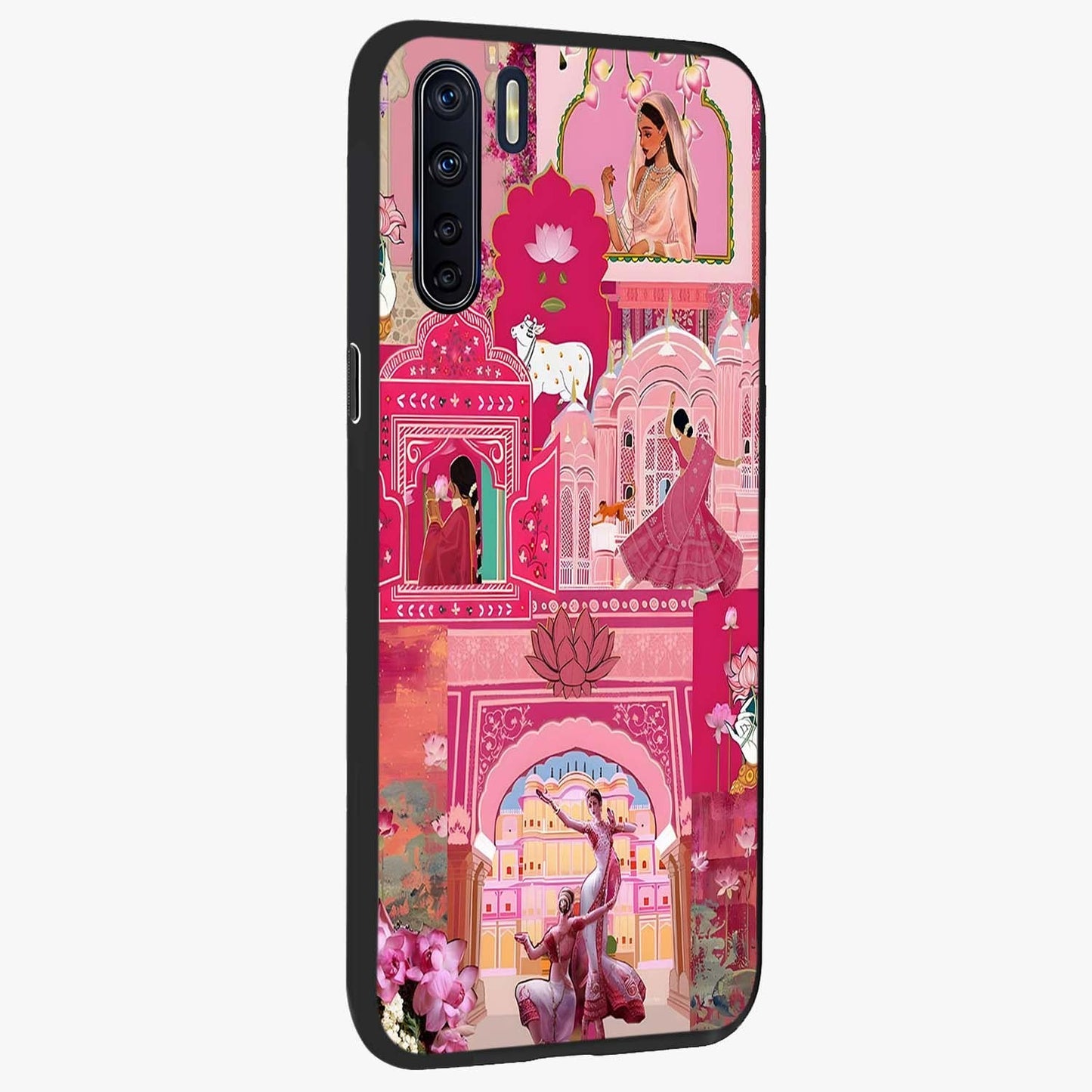 Pink Palace Muse Glass Case upright view showcasing artistic palace artwork with graceful royal theme.
