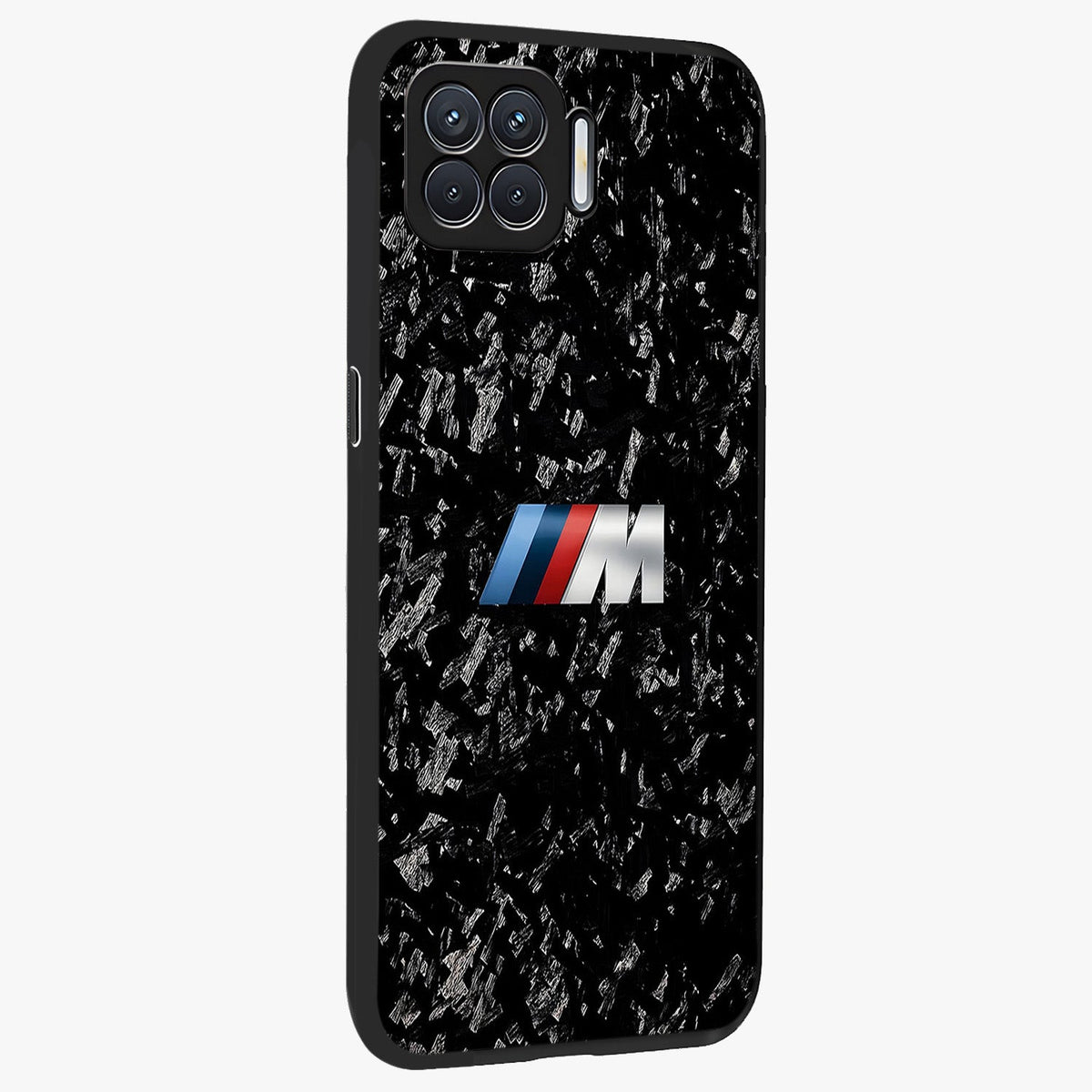 Carbon Speed Mark Glass Case upright view showcasing modern carbon speed graphic with bold automotive theme.
