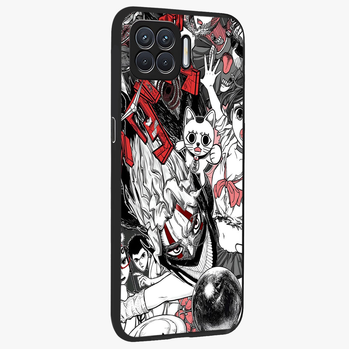 Crimson Chaos Panel Glass Case upright view showcasing intense crimson artwork with dramatic aesthetic style.