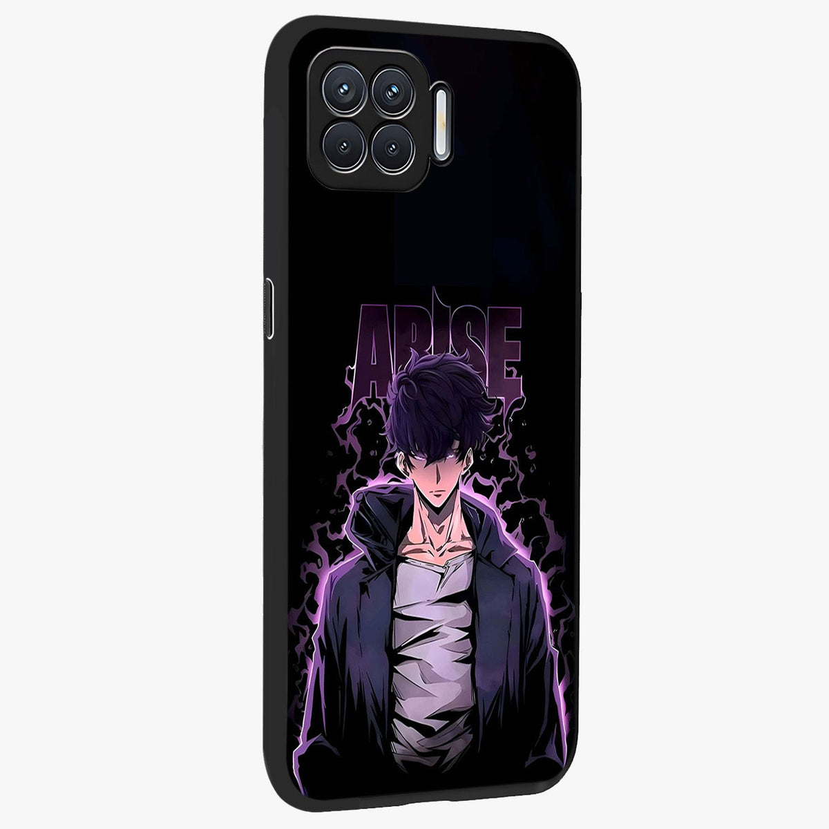 Shadow Monarch Awakening Glass Case upright view showcasing bold monarch artwork with mystical awakening theme.