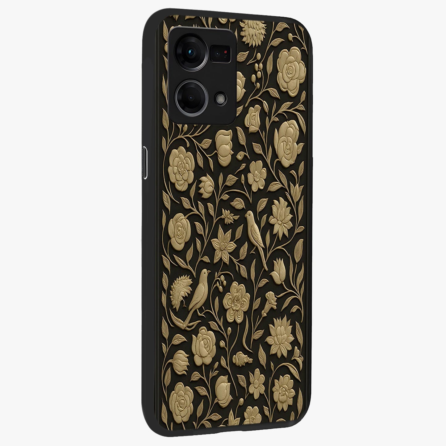 Golden Evil Eye Mandala Glass Case upright view showcasing decorative evil eye mandala artwork with spiritual aesthetic style.