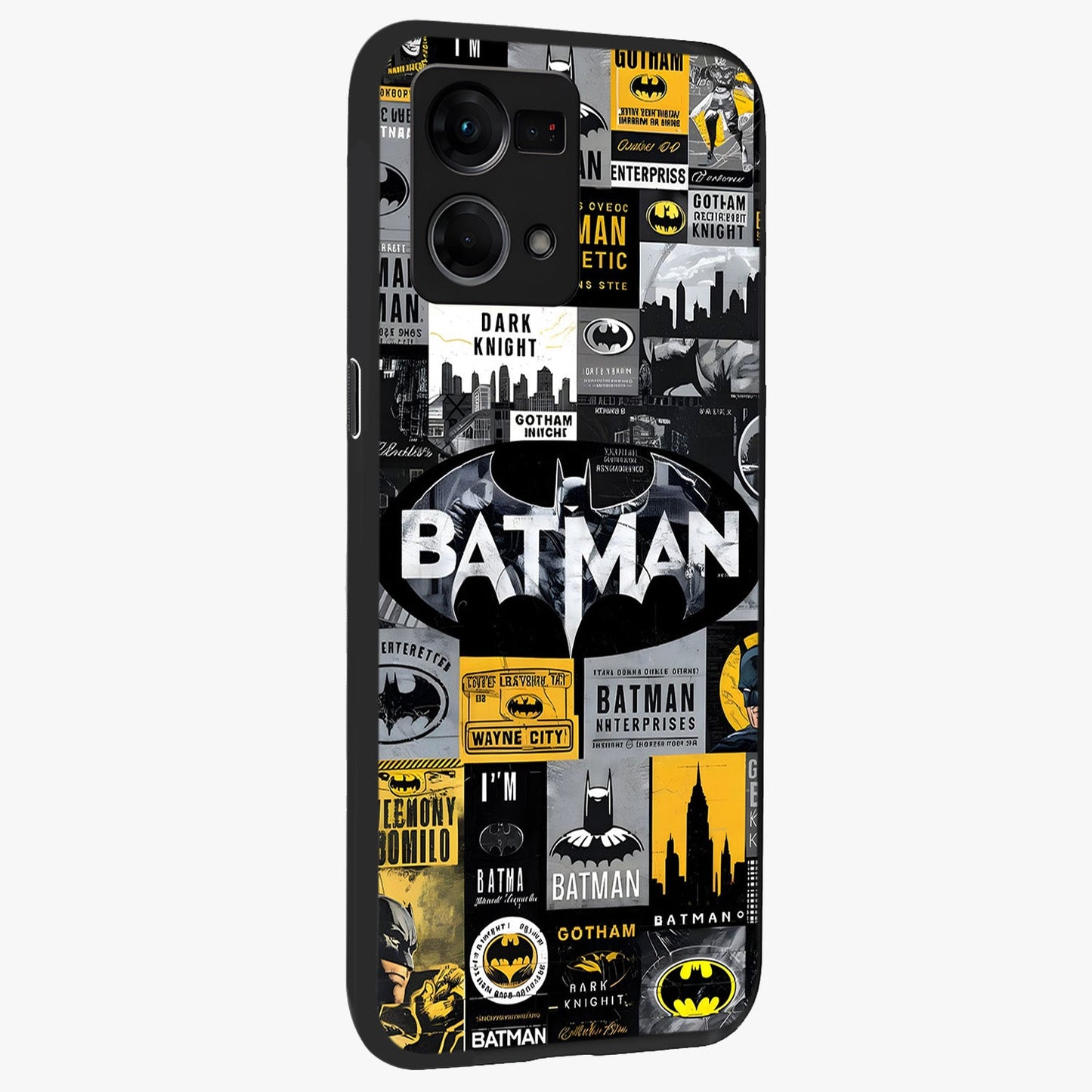 Knight Gotham Rise Glass Case upright view showcasing bold vigilante themed artwork with gothic city vibe.