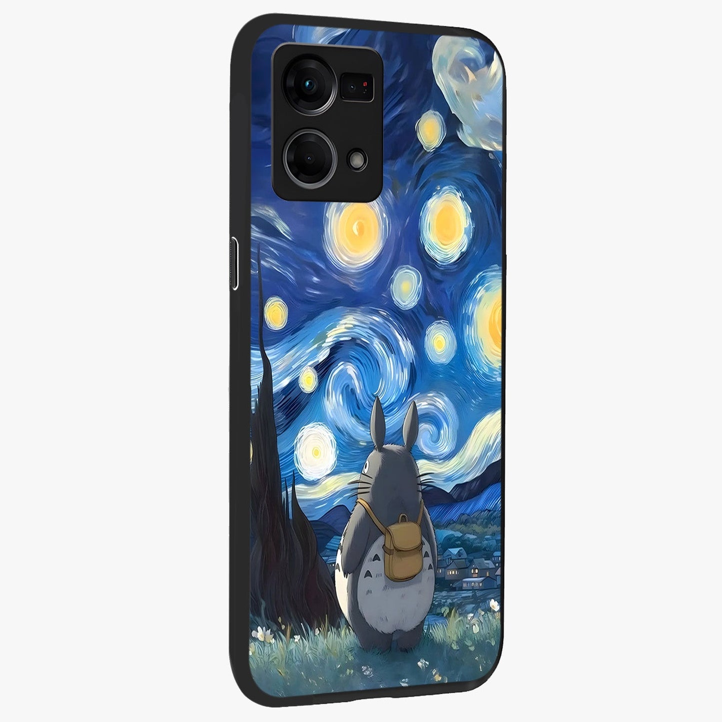 Totoro In Van Gogh Art Glass Case upright view showcasing creative character artwork with painterly artistic theme.