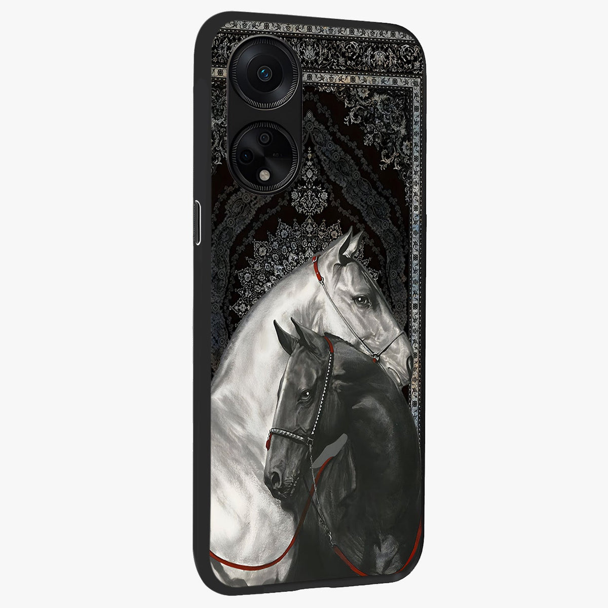 Majestic Ride Legacy Glass Case upright view showcasing dynamic ride inspired artwork with modern automotive theme.