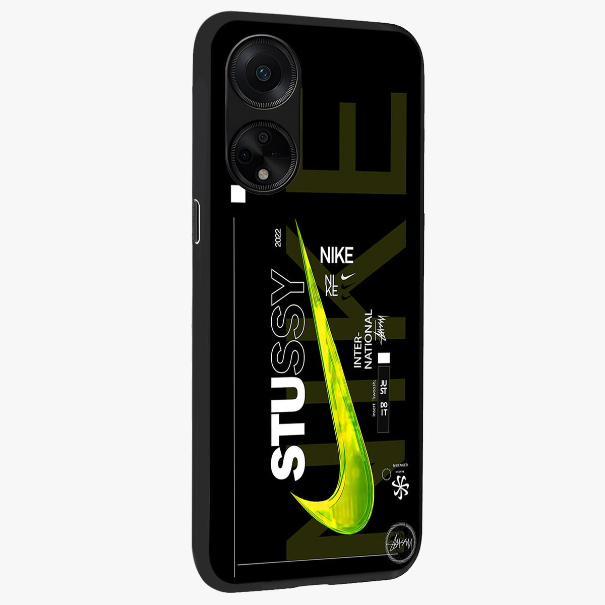 Neon Street Edition Glass Case upright view showcasing colorful neon artwork with modern street culture theme.
