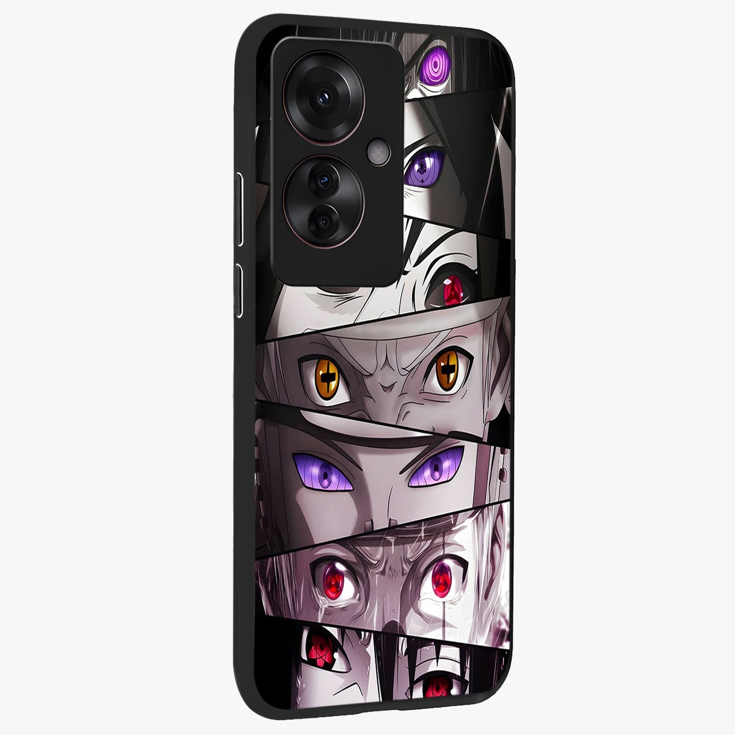 Eyes of Destiny Glass Case upright view showcasing symbolic eye artwork with dramatic artistic theme.