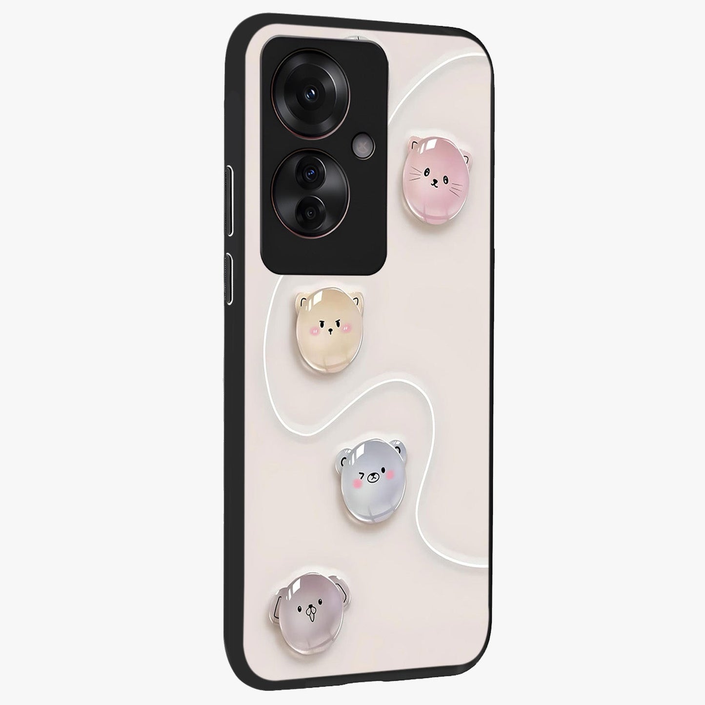 Puffy Face Parade Glass Case upright view showcasing adorable character artwork with cheerful animated theme.