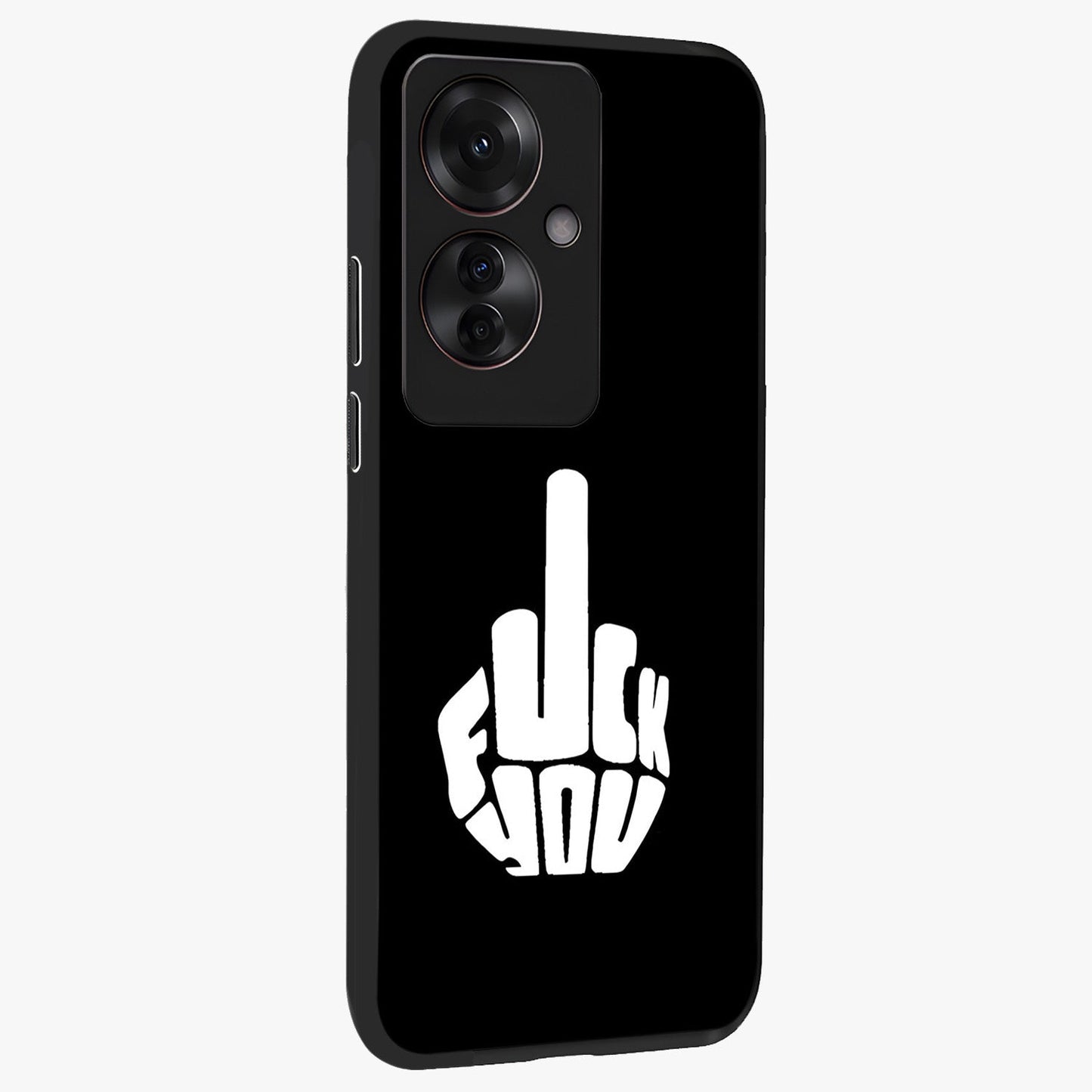 Rebel Mode On Glass Case upright view showcasing striking statement artwork with bold rebellious theme.
