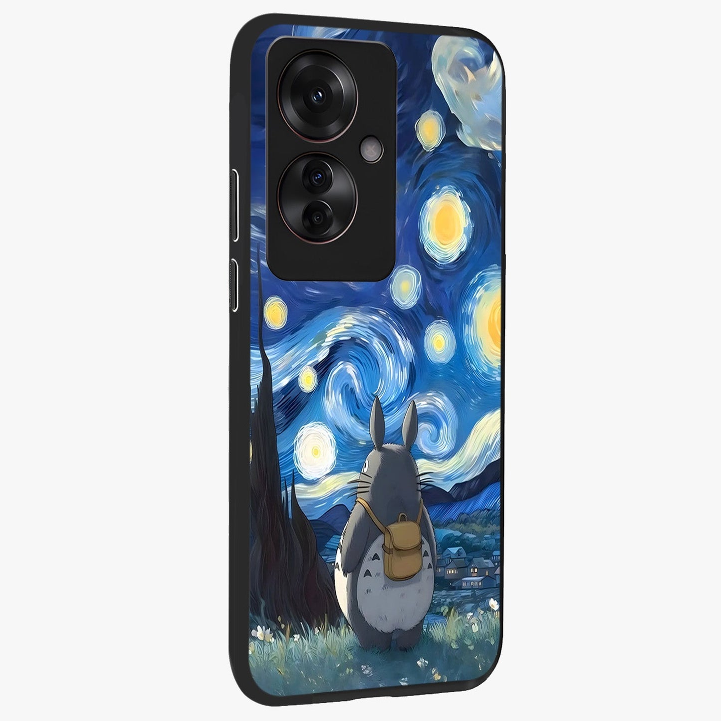 Totoro In Van Gogh Art Glass Case upright view showcasing creative character artwork with painterly artistic theme.