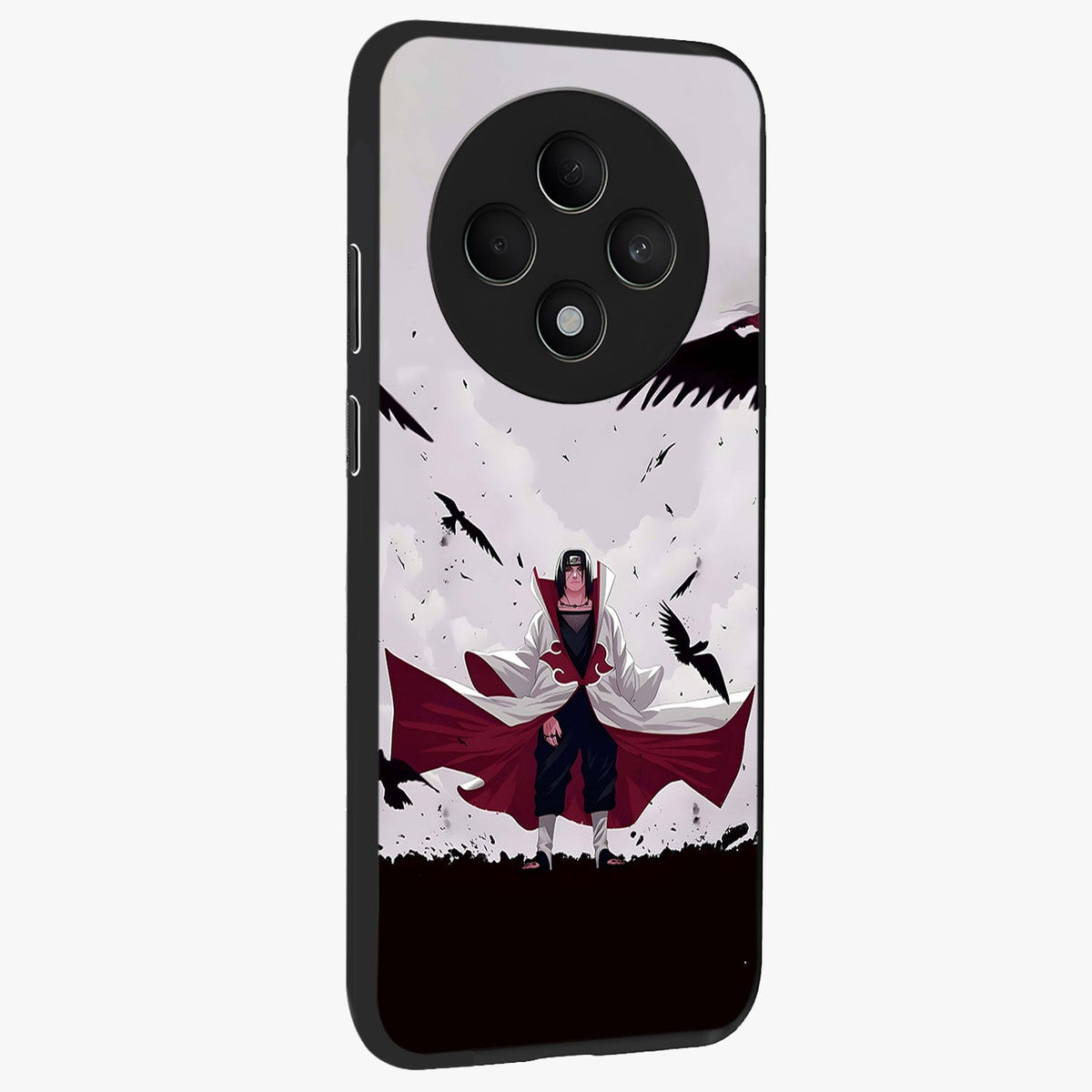 Crimson Crow Ascension Glass Case upright view showcasing dramatic crow artwork with bold gothic theme.