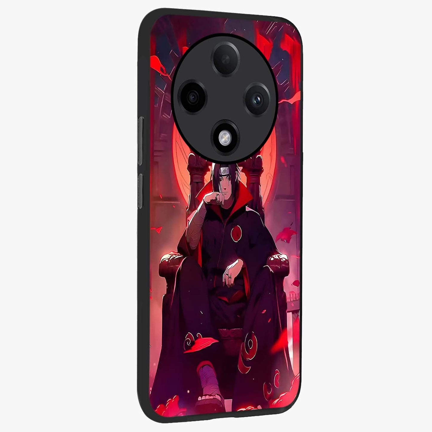 Blood Moon Sovereign Glass Case upright view showcasing powerful moon inspired artwork with cosmic aesthetic style.