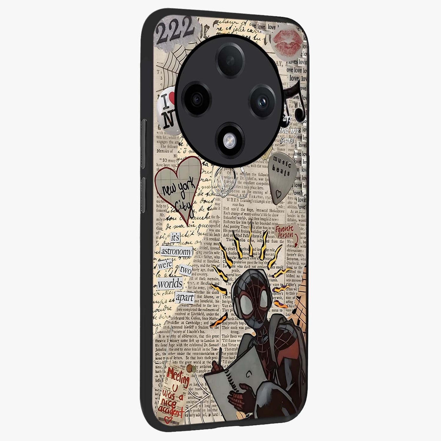 City Dream Sketch Glass Case upright view showcasing urban skyline artwork with stylish hand drawn design.