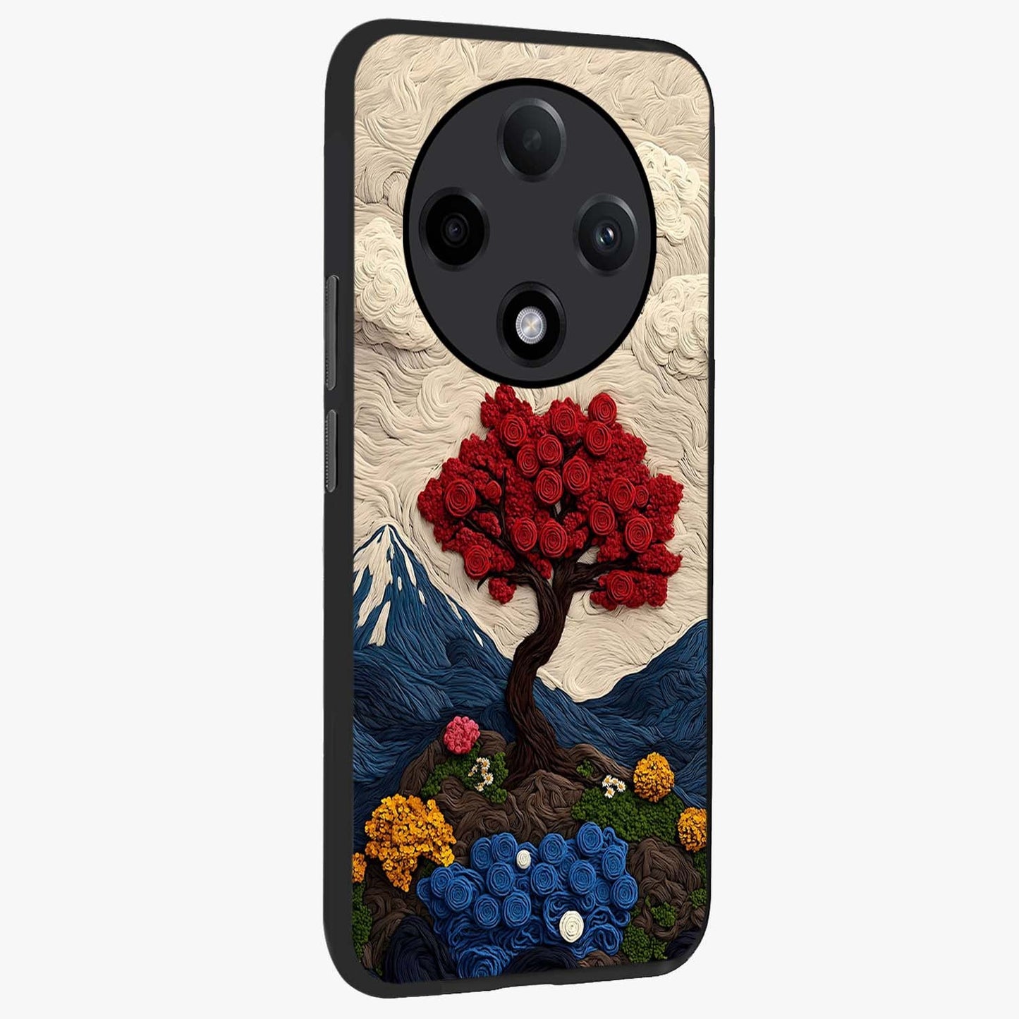 Eternal Nature Tapestry Glass Case upright view showcasing elegant nature tapestry design with decorative style.
