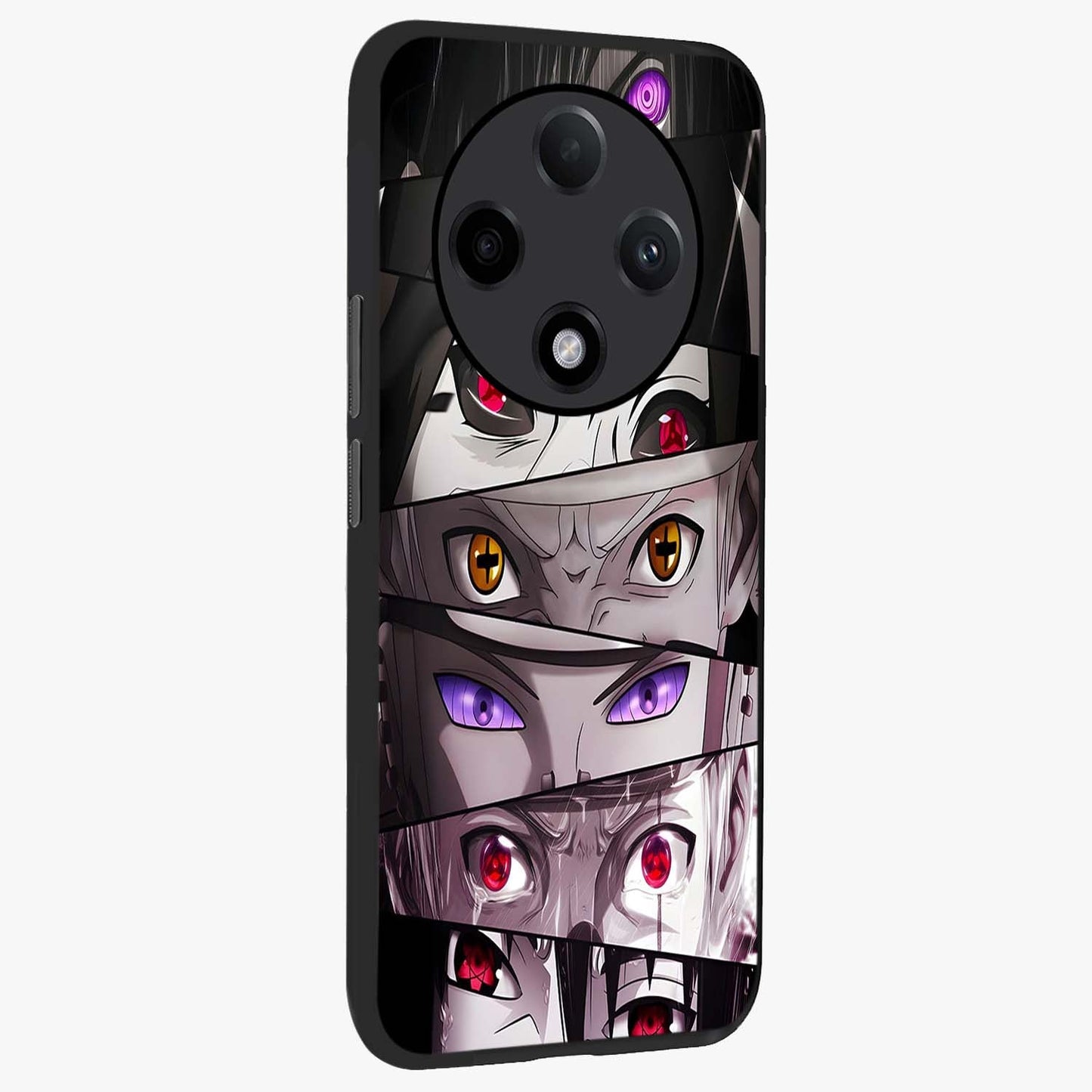 Eyes of Destiny Glass Case upright view showcasing symbolic eye artwork with dramatic artistic theme.
