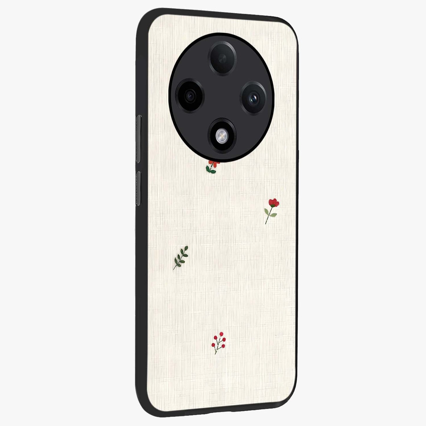 Minimalistic Blue With White Flower Pattern Glass Case upright view showcasing clean white flower artwork with calming blue theme.