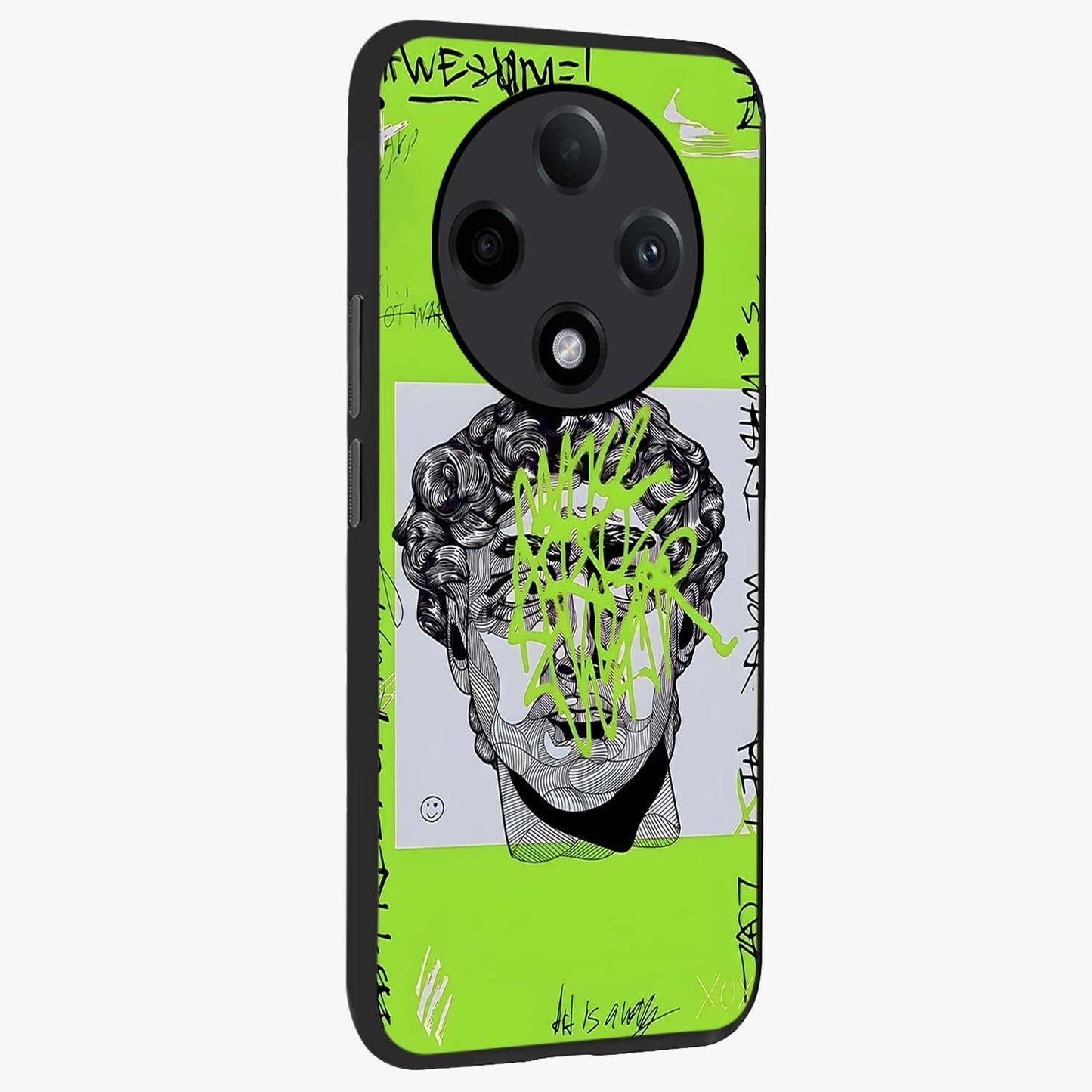 Neo Graffiti Rebellion Glass Case upright view showcasing colorful graffiti artwork with bold modern street style.