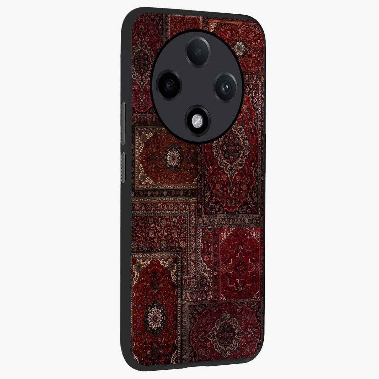 Persian Velvet Tale Glass Case upright view showcasing elegant Persian artwork with classic heritage theme.