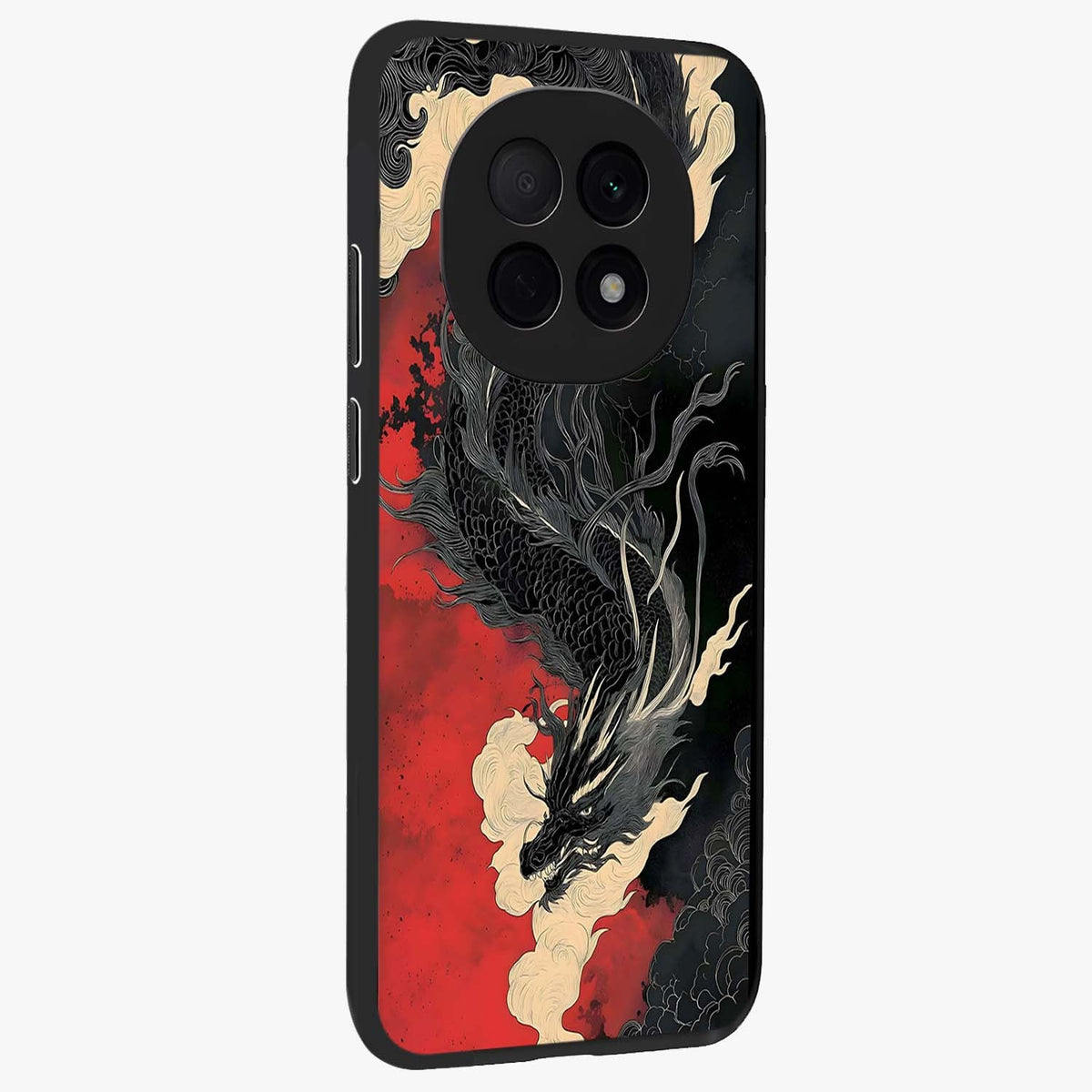 Shadow Dragon Fury Glass Case upright view showcasing intense dragon artwork with dramatic shadow theme.