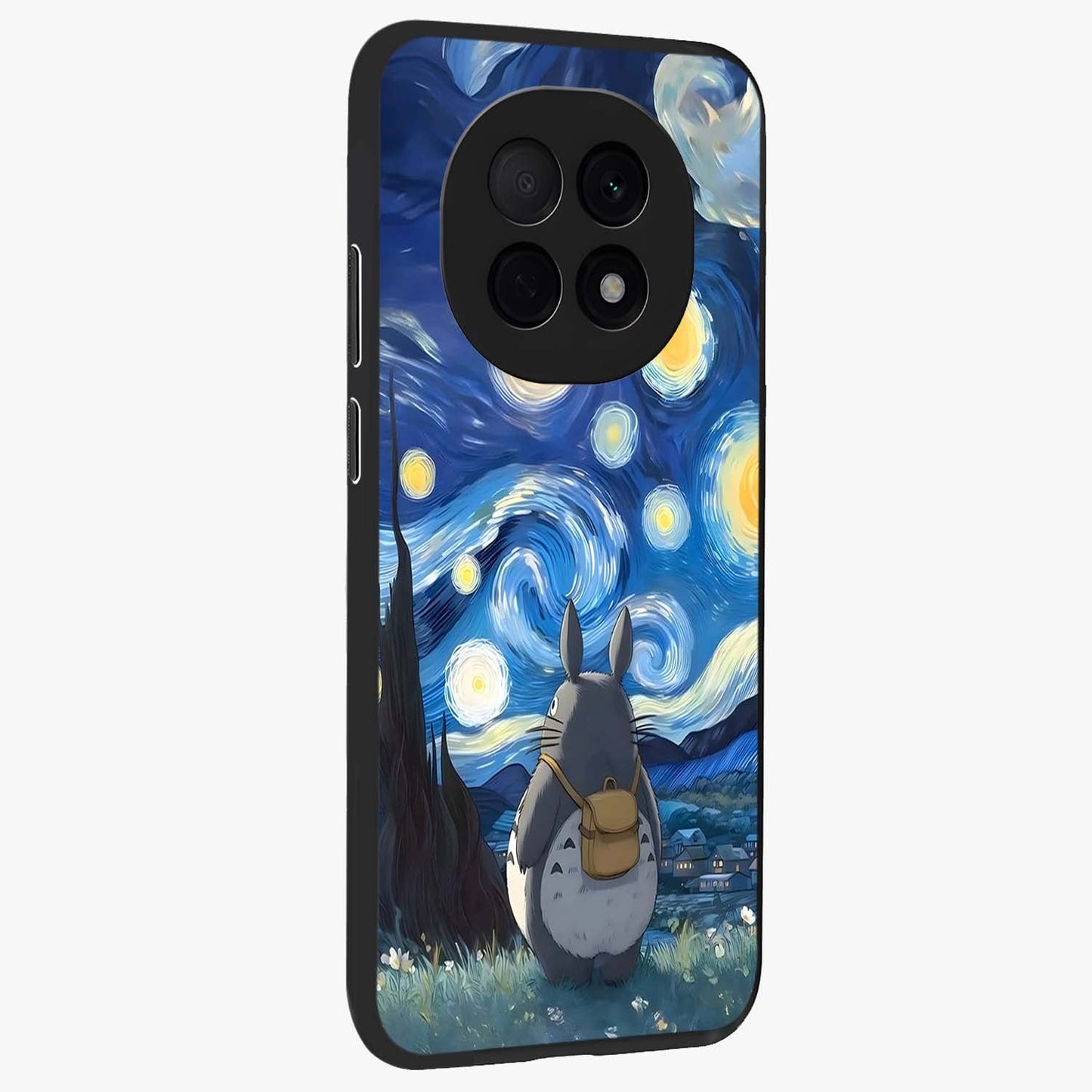 Totoro In Van Gogh Art Glass Case upright view showcasing creative character artwork with painterly artistic theme.
