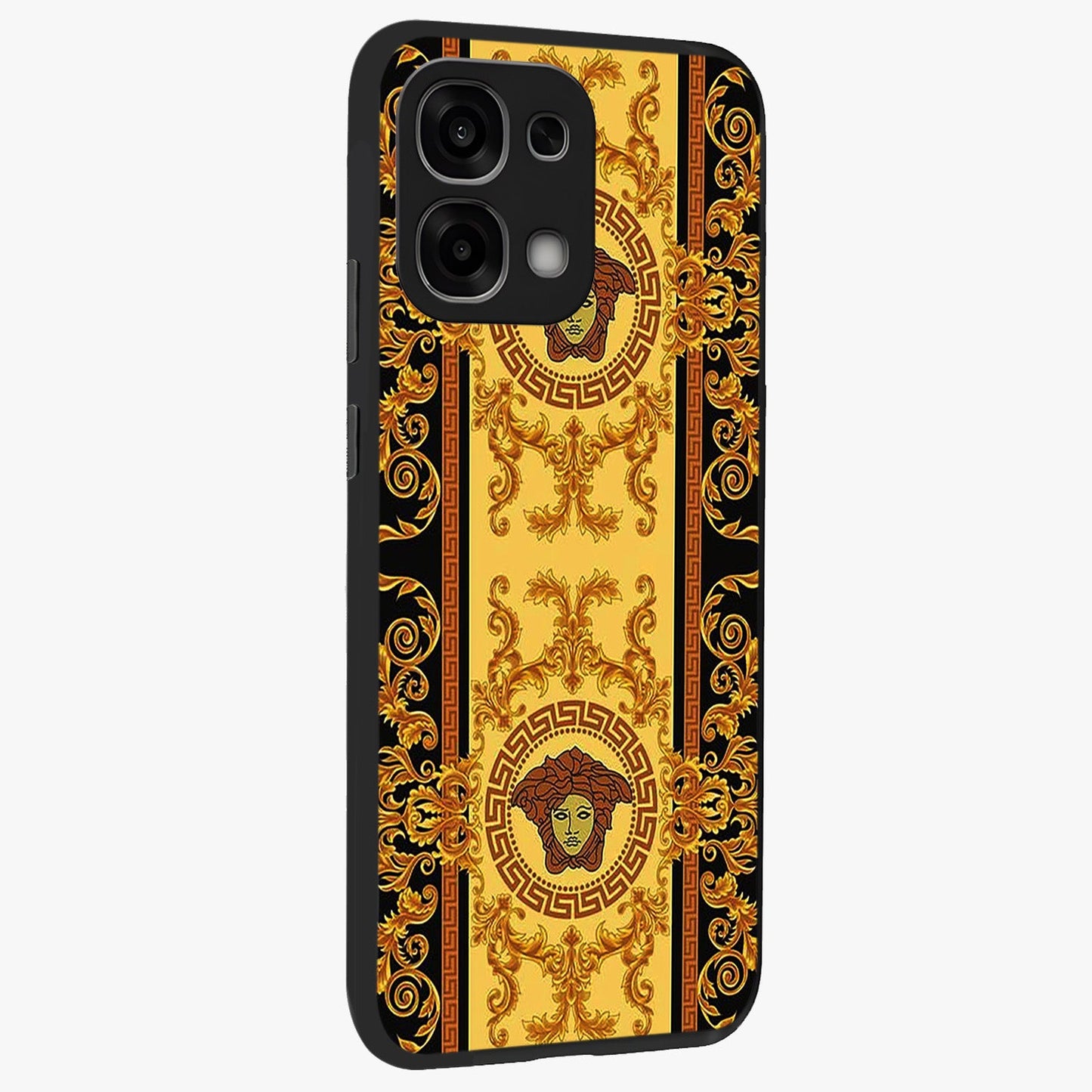 Golden Lotus Glow Glass Case upright view showcasing luminous lotus artwork with peaceful divine theme.