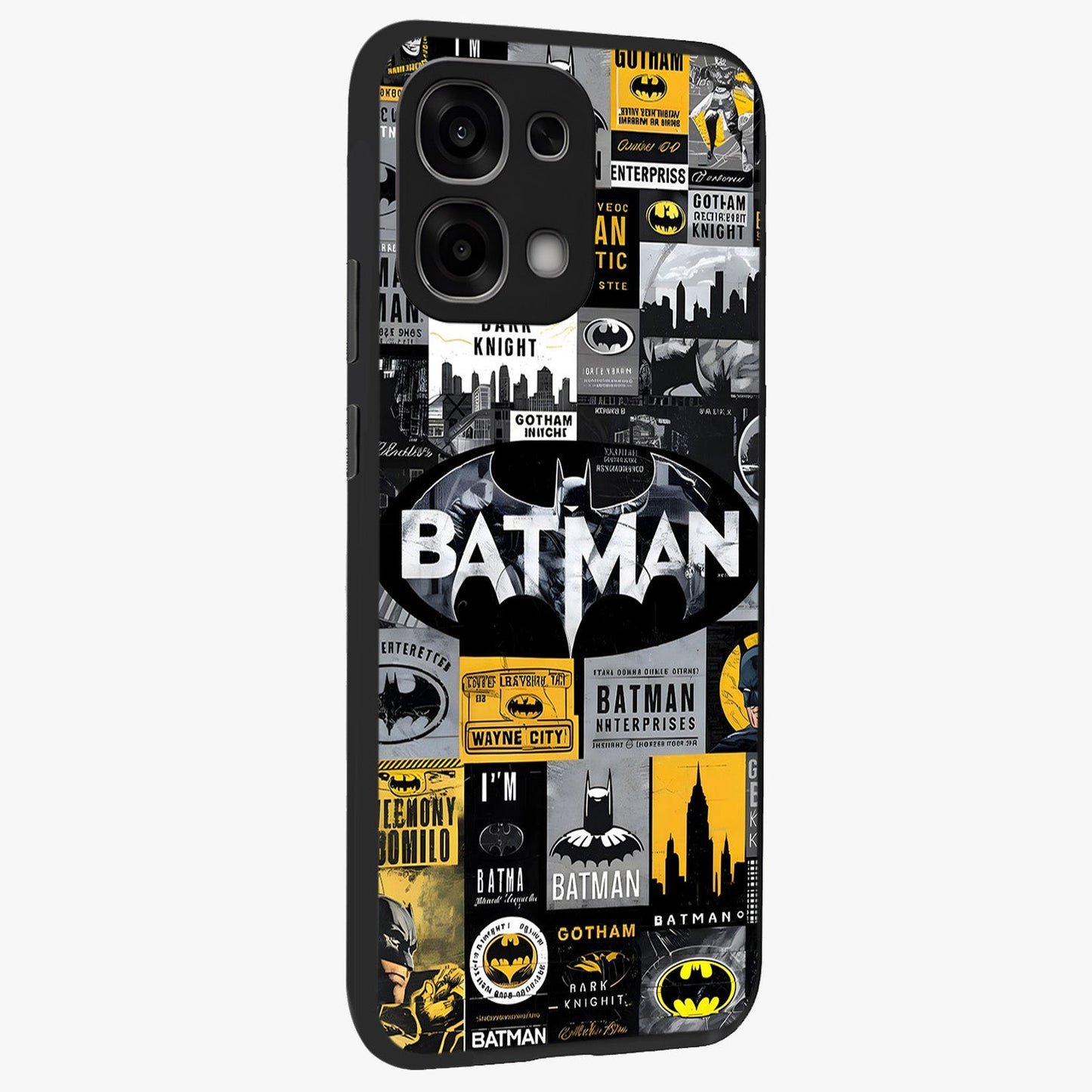 Knight Gotham Rise Glass Case upright view showcasing bold vigilante themed artwork with gothic city vibe.
